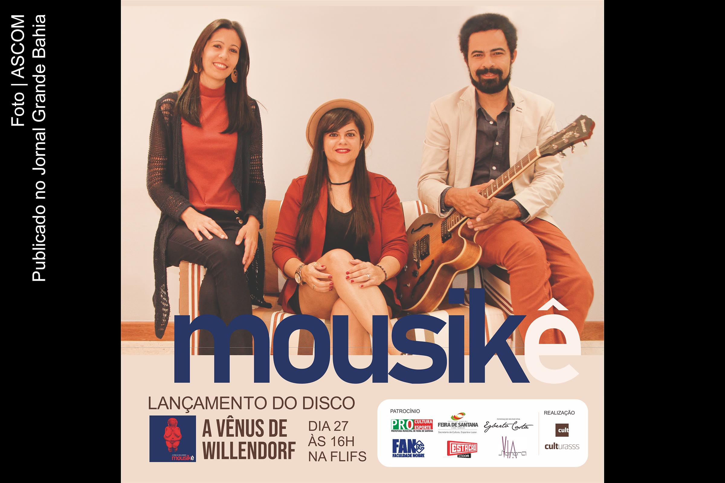 Grupo Mousikê é composto pela poeta Nívia Maria Vasconcellos, pela cantora Dayane Sampaio e pelo guitarrista Cid Fiuza.