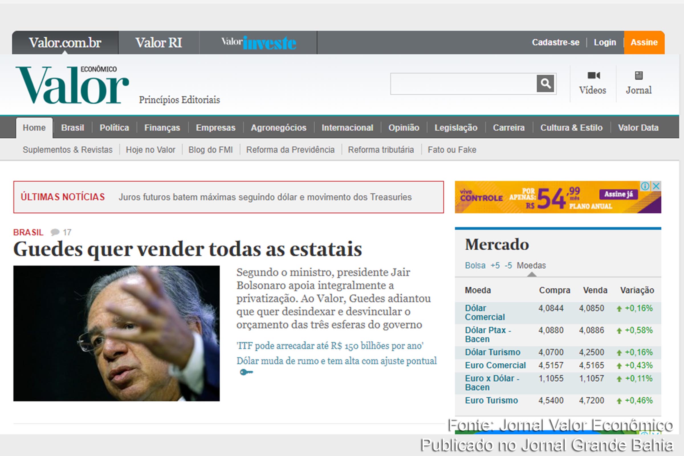 Ministro Paulo Guedes adota política neoliberal, baseada nos pressupostos teóricos de Milton Friedman, da Escola de Chicago.