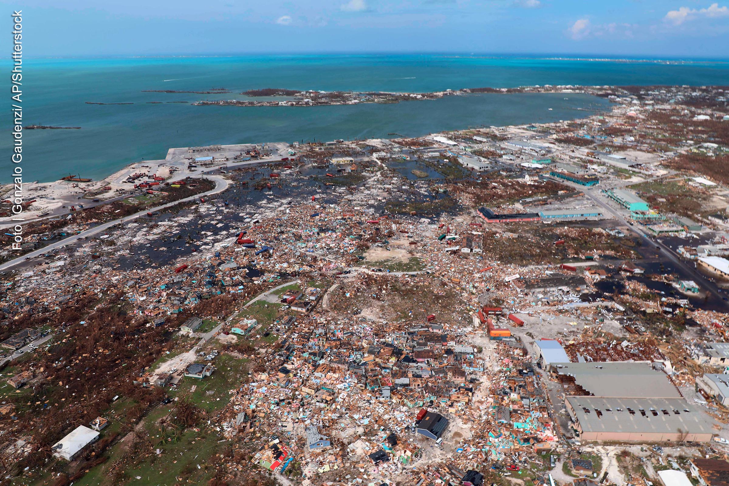 Resultado do desastre provocado pelo furão Dorian em Marsh Harbour, Ilha de Abaco, Bahamas, no registro de quarta-feira (04/09/2019).