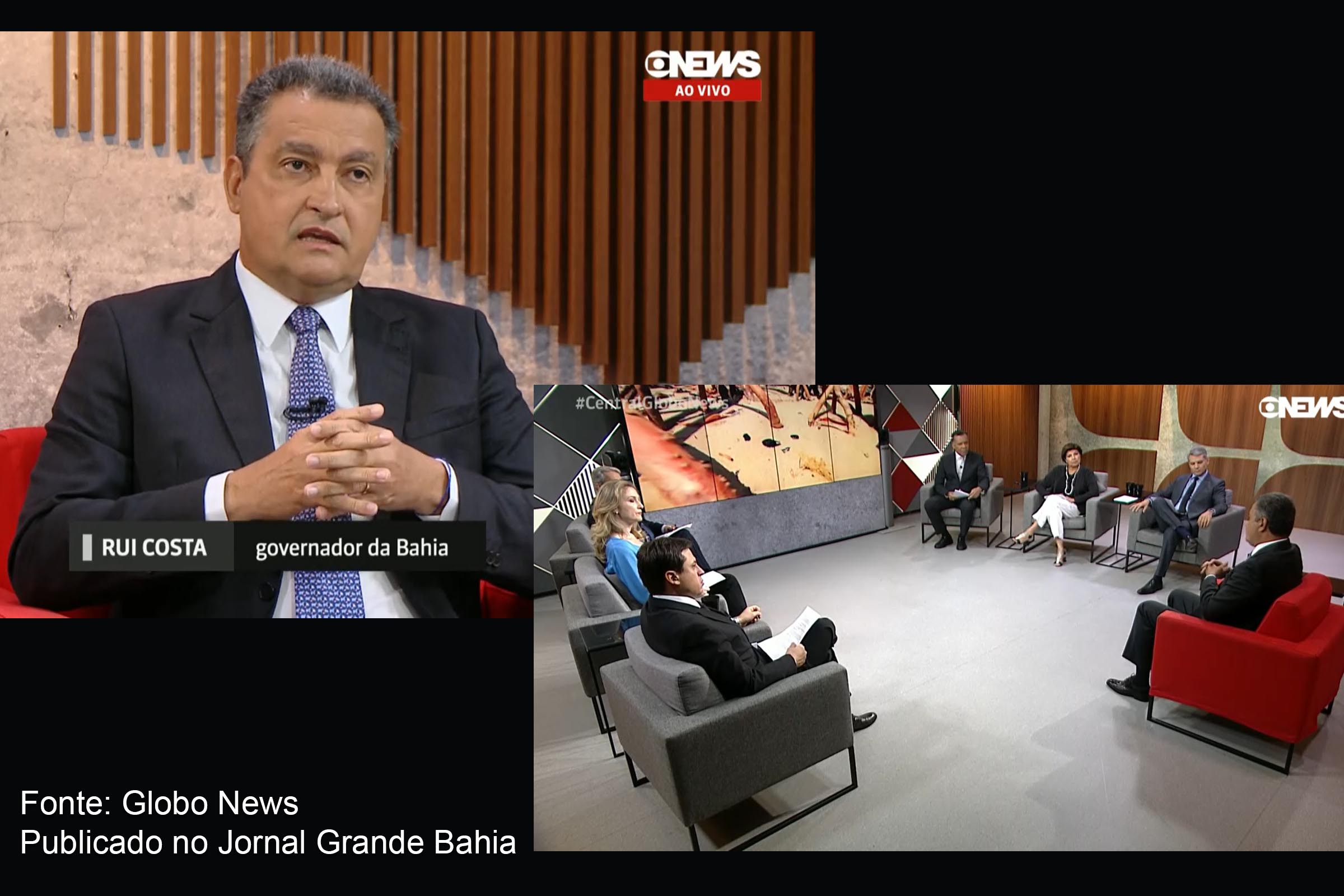 Governador Rui Costa concede entrevista à Central Globo News.