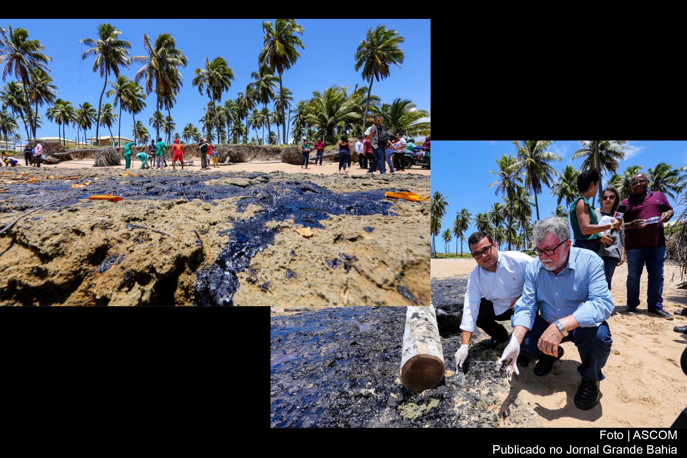 Praia do Litoral Norte da Bahia foram degradas por óleo oriundo de alto-mar.