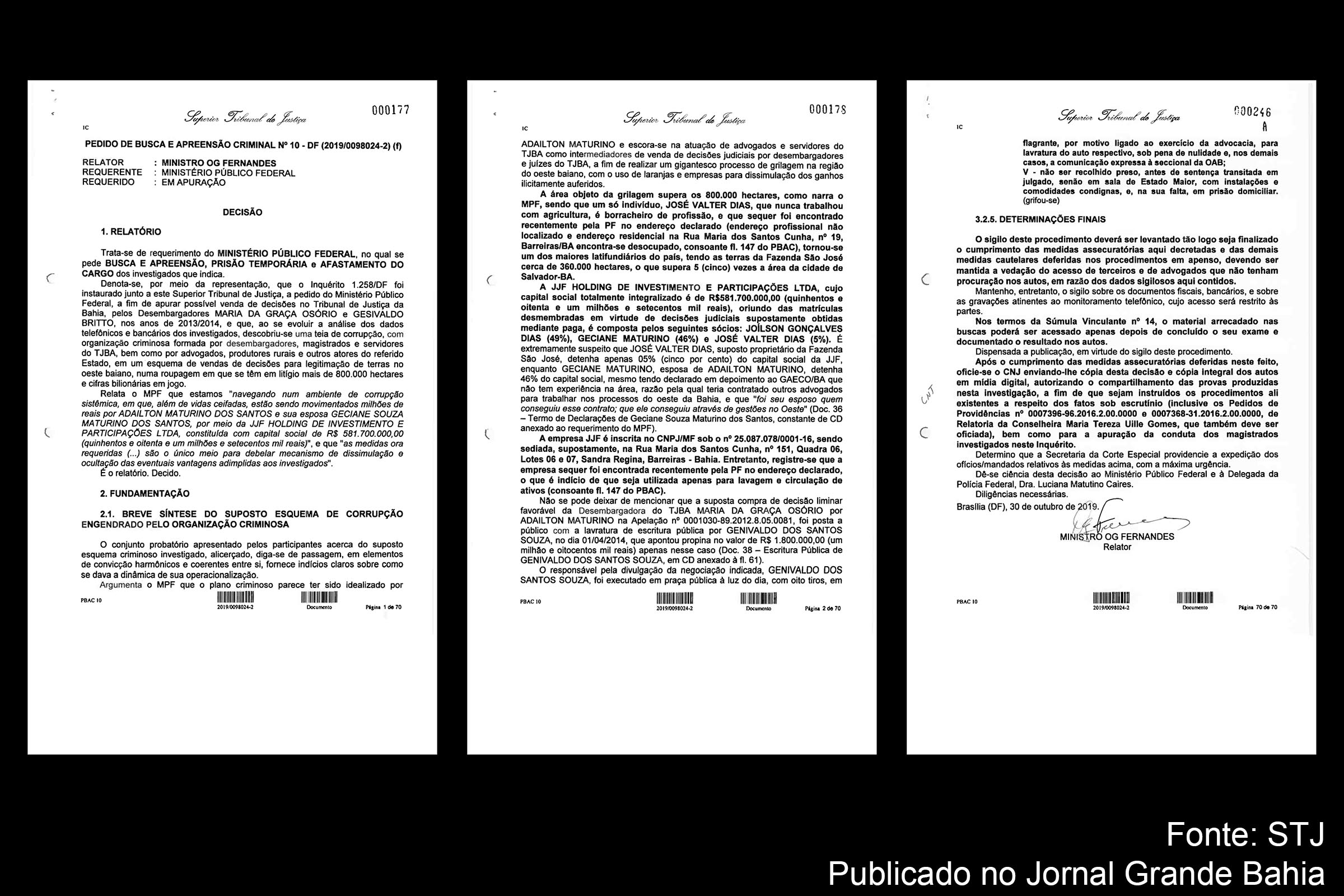 Exclusivo: A decisão do STJ que determinou o afastamento do desembargador Gesivaldo Brito e de outros três desembargadores do Tribunal de Justiça da Bahia