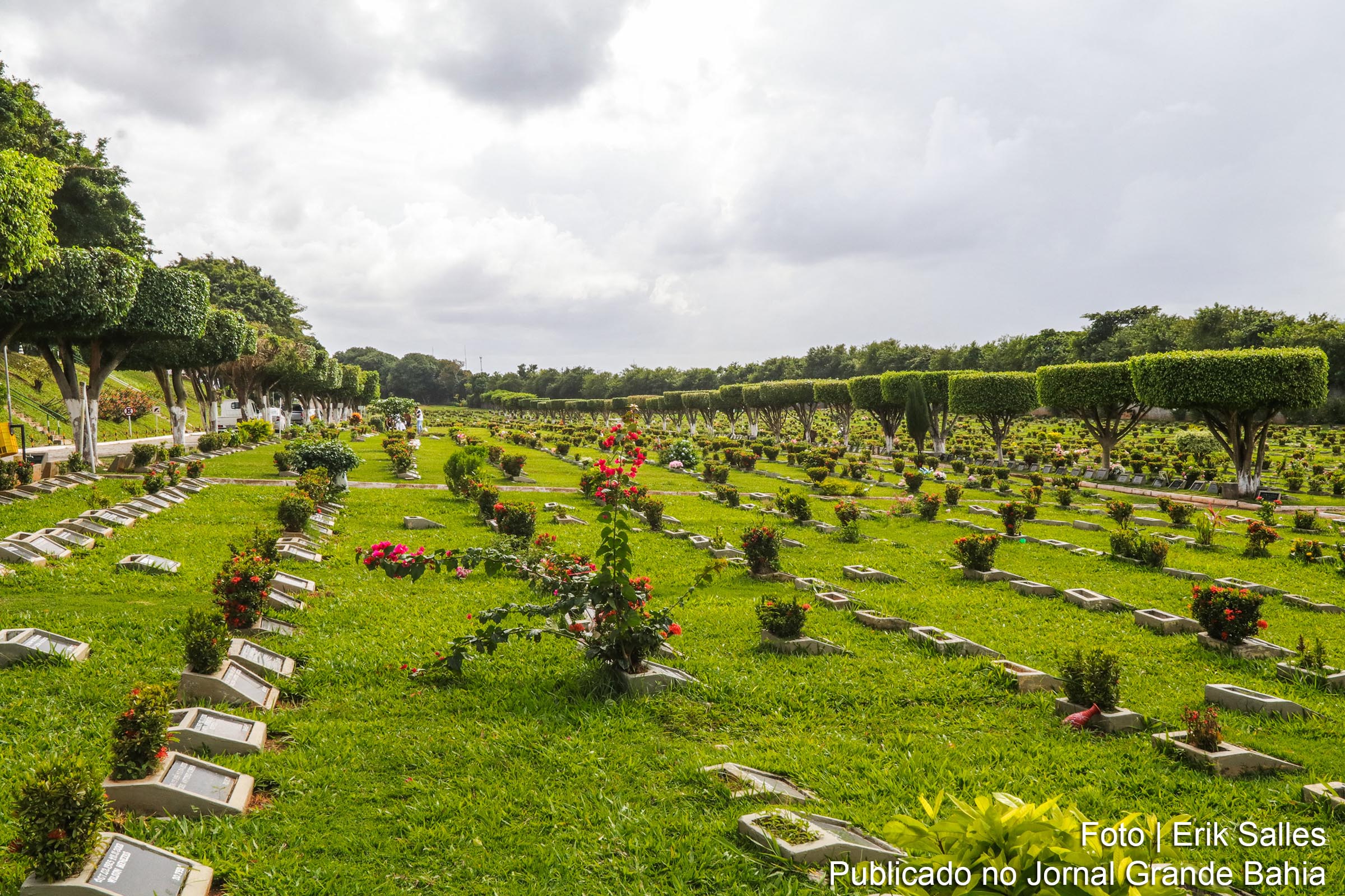 Vista dos jazigos do Cemitério Parque Jardim da Saudade.