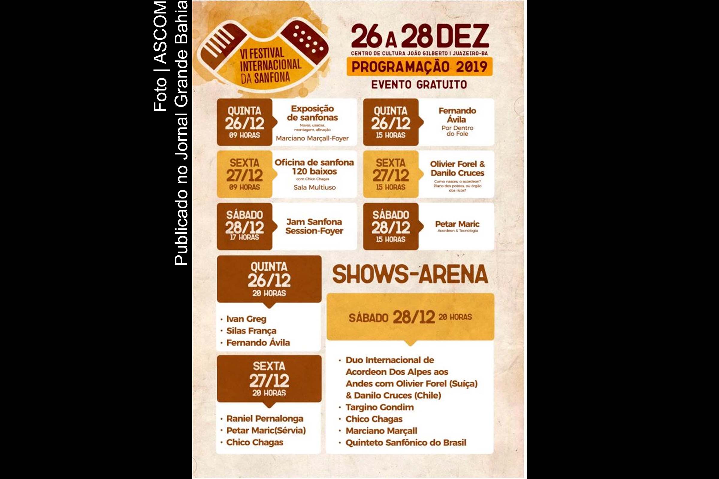 Cartaz anuncia programação do VI Festival Internacional da Sanfona.