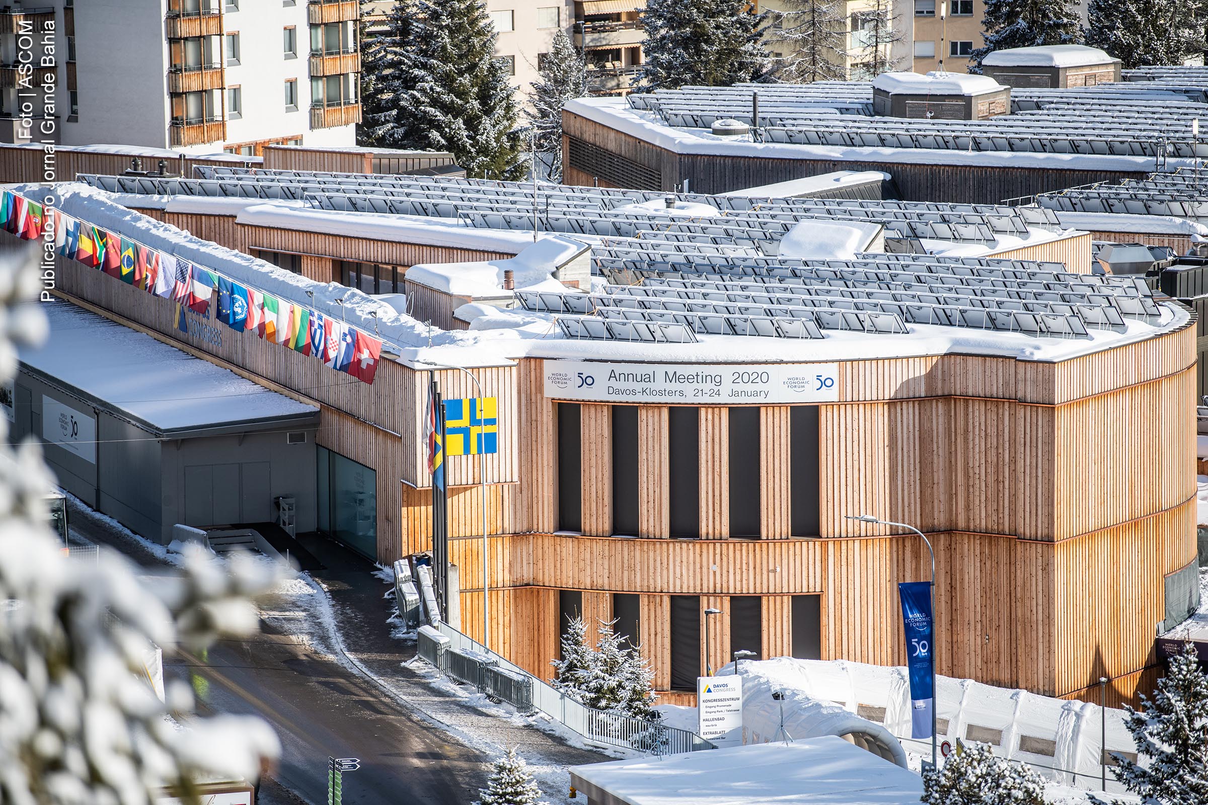 Edifício-sede da 50ª edição do Fórum Econômico Mundial, em Davos.