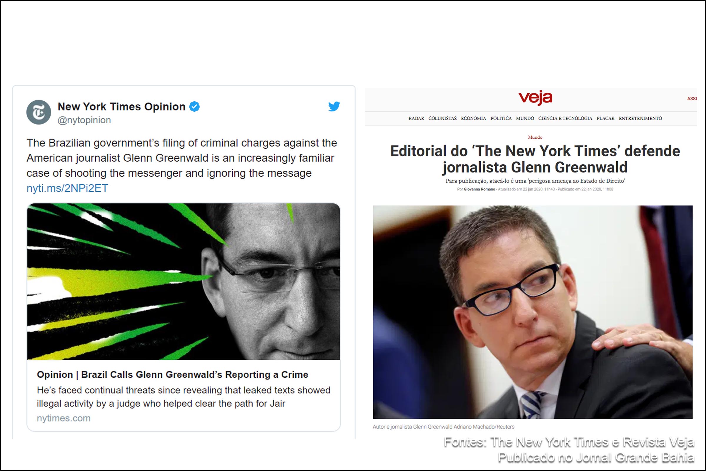 Editorial do The New York Times condena atuação do MPF e do ministro Sérgio Moro contra jornalista Glenn Greenwald.