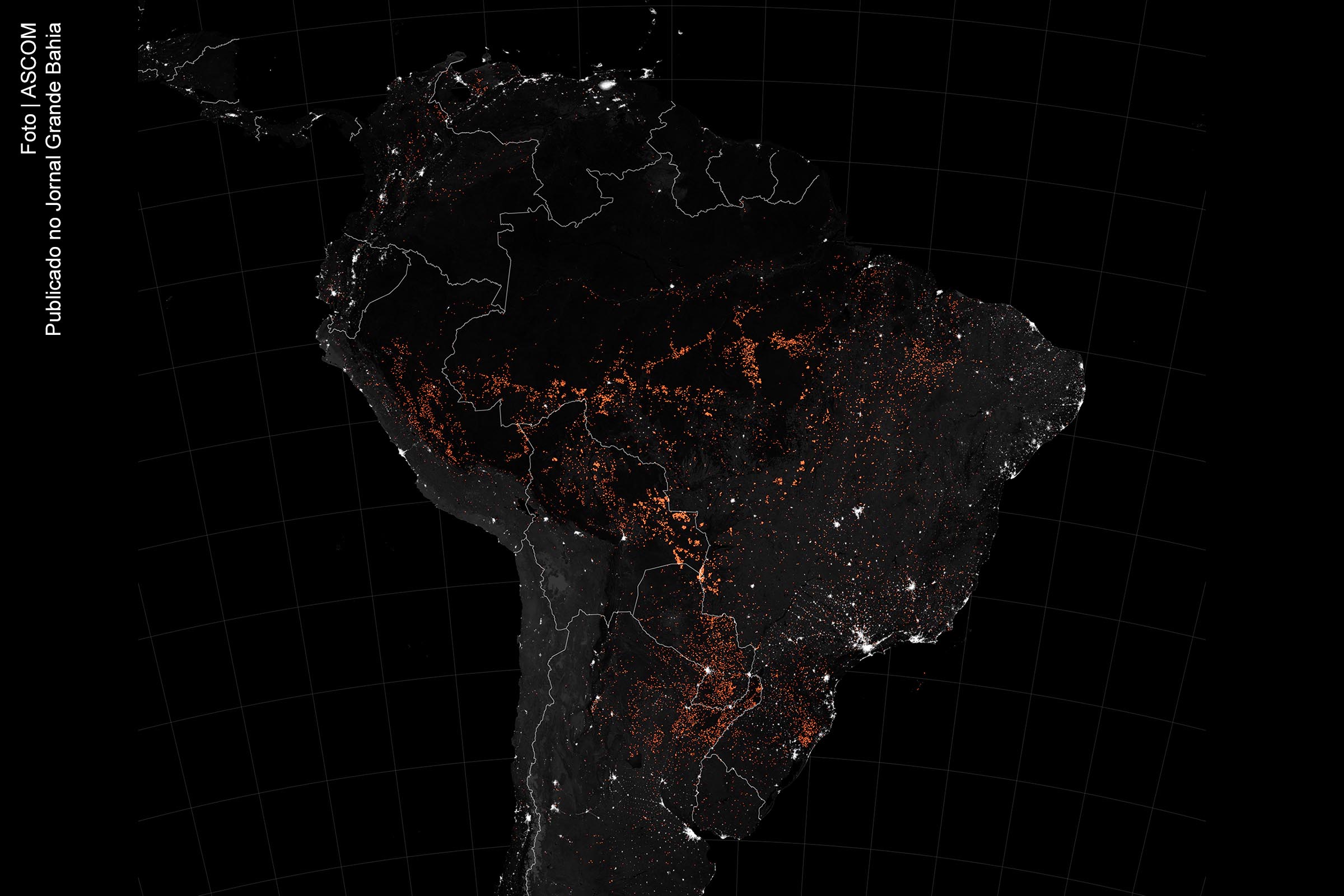 Focos de incêndios na Amazônia registrado em agosto de 2019.