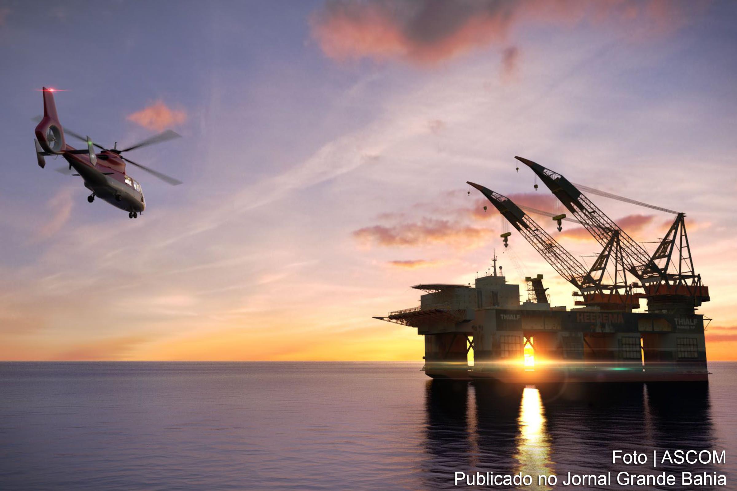 Prospecção de petróleo em alto-mar.