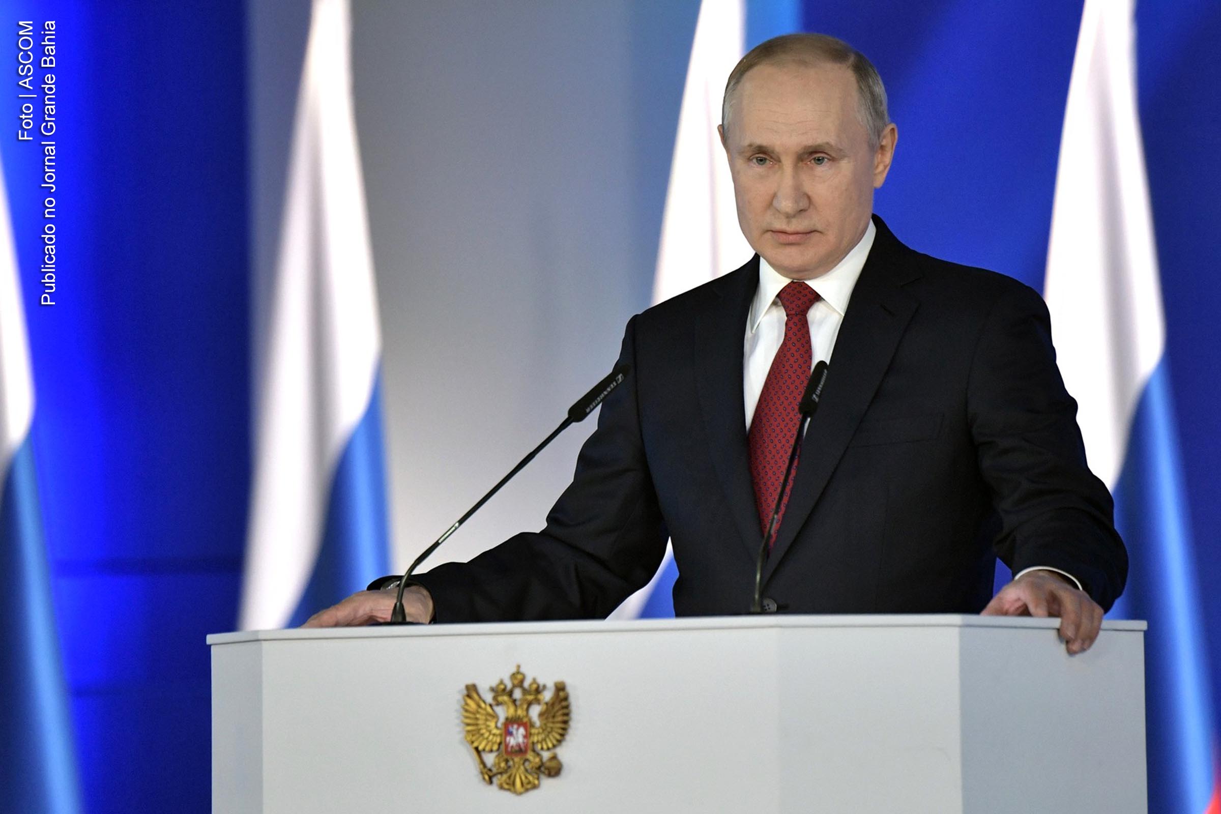 Vladimir Putin apresenta discurso presidencial na Assembléia Federal da Rússia.