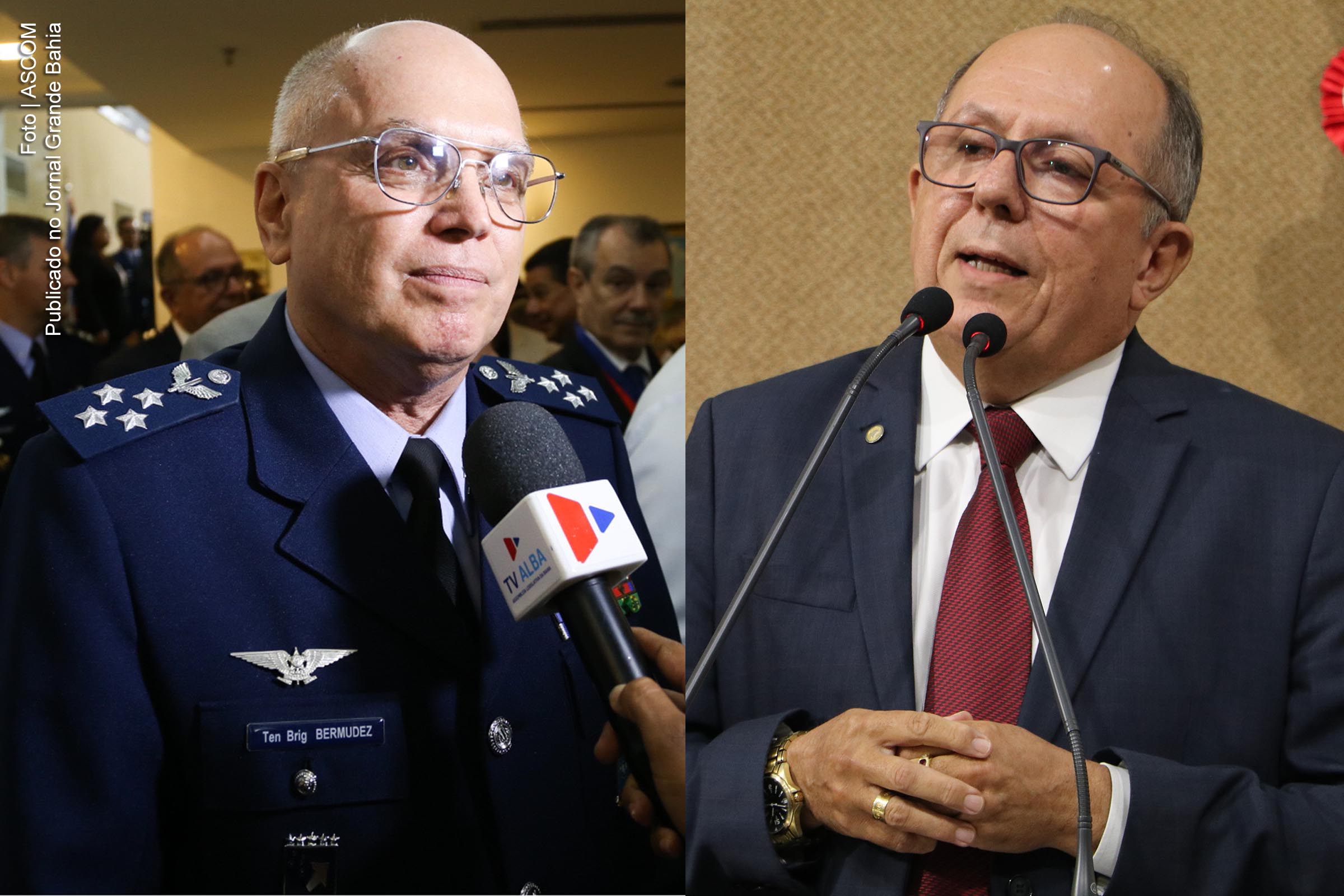 Tenente-brigadeiro do Ar Antonio Carlos Moretti Bermudez, Comandante da Aeronáutica e o deputado estadual José de Arimateia, autor da homenagem.