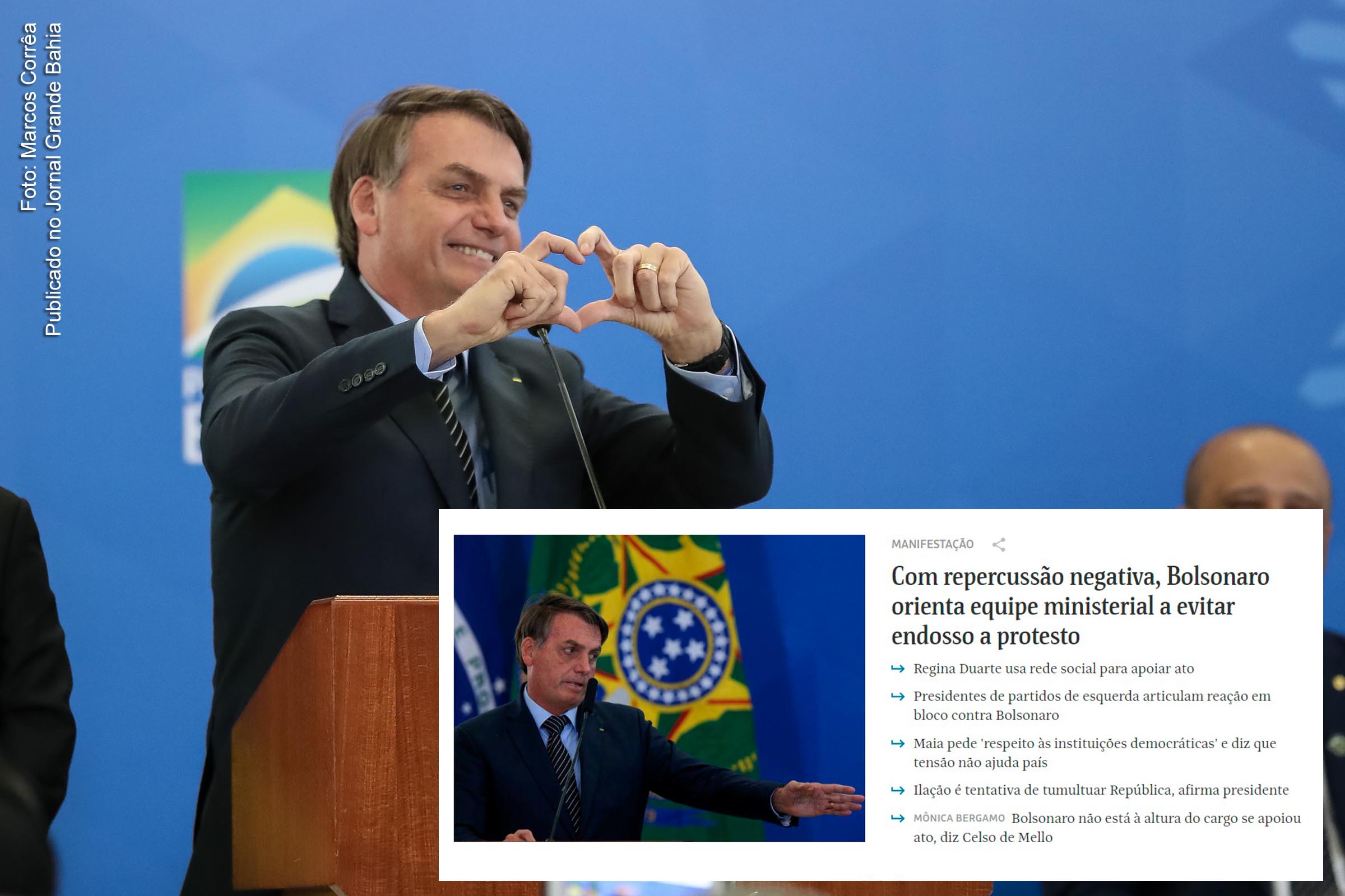 Presidente espalha vídeos convocando manifestação contra o Congresso e é repudiado pela classe política. Incitação contra outros poderes da República pode motivar impeachment do extremista.