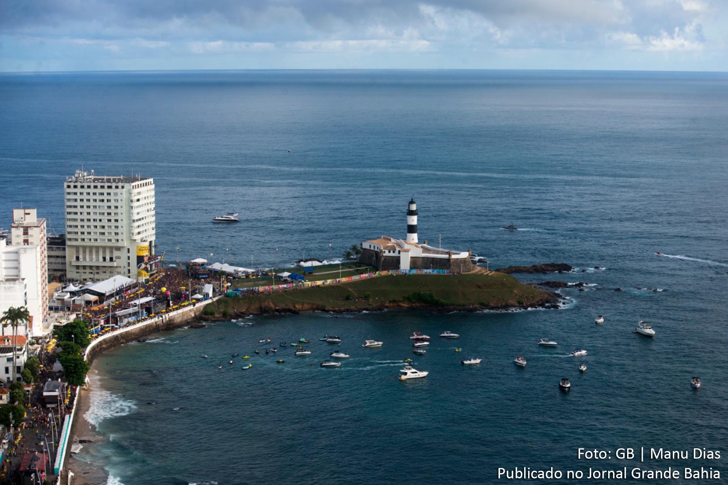 Vista aérea do circuito Barra-Ondina durante o Carnaval 2020 de Salvador. Mais se 10 milhões de filões acessaram os portais nos circuitos Dodô, Osmar e Batatinha.