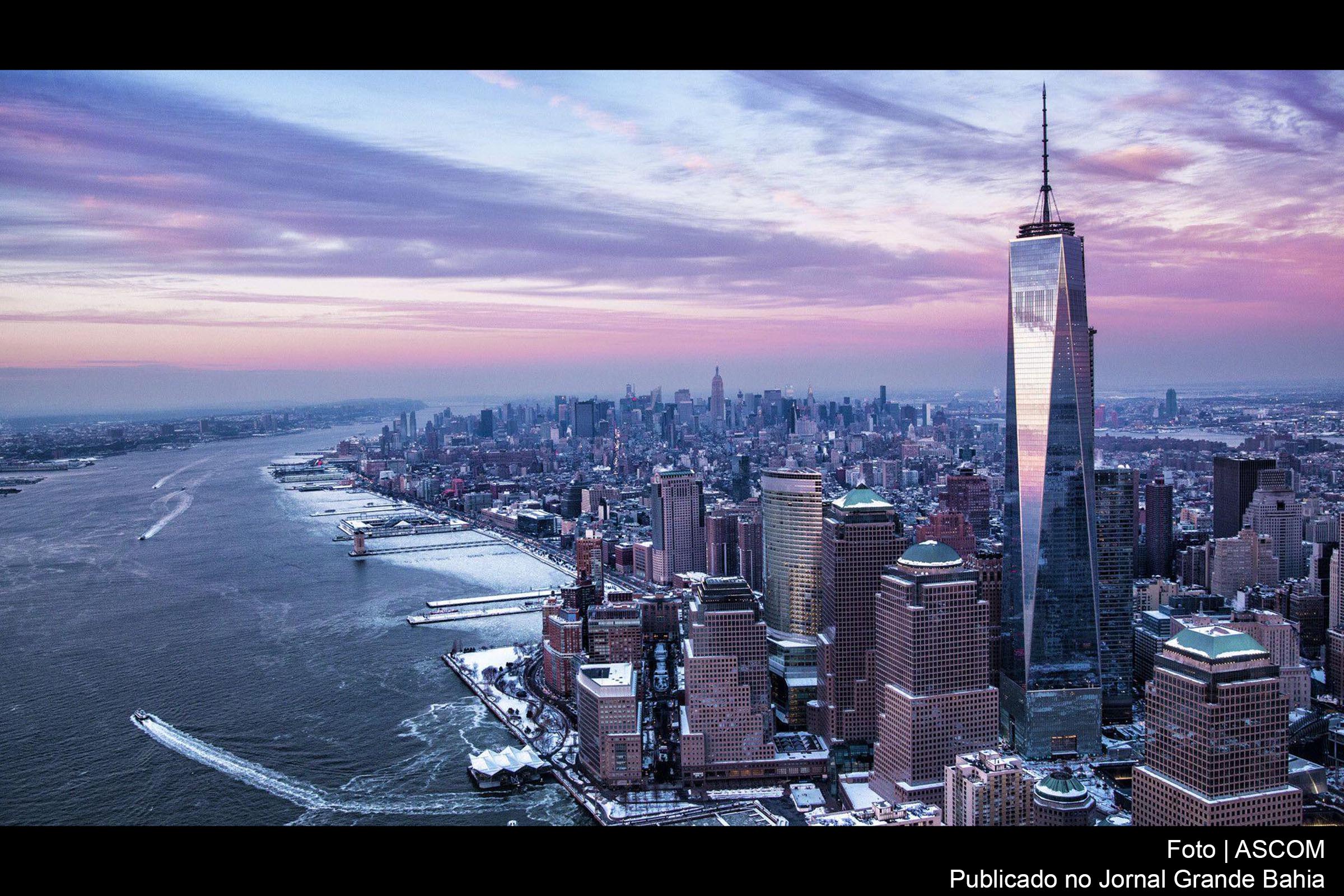 Vista panorâmica de Manhattan, centro financeiro da cidade de Nova Iorque, nos EUA.