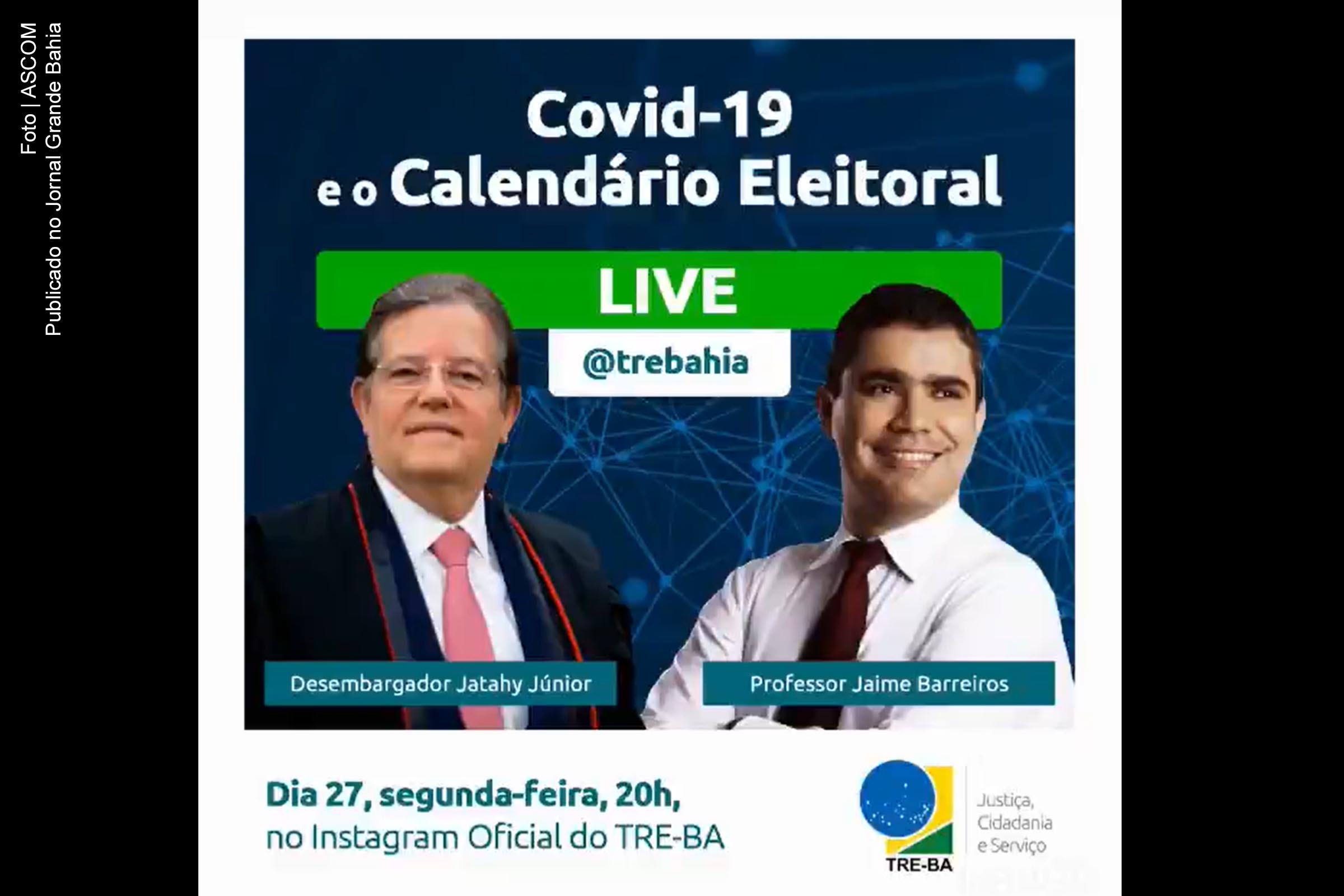 Debate com desembargador Jatahy Júnior é mediado pelo professor de direito Jaime Barreiros, no Instagram.