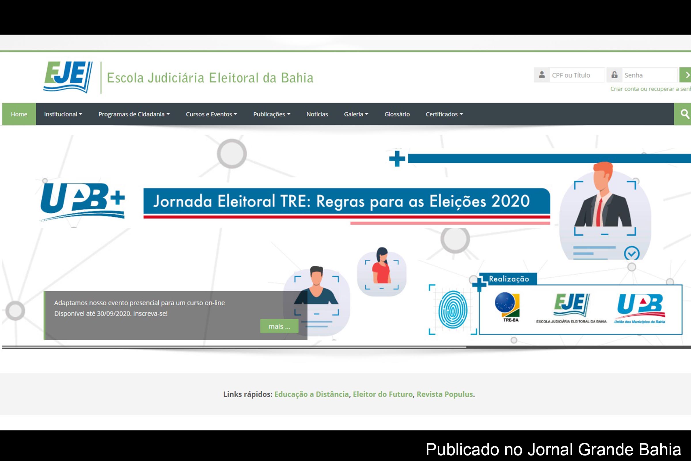 Escola Judiciária Eleitoral da Bahia promove curso online.