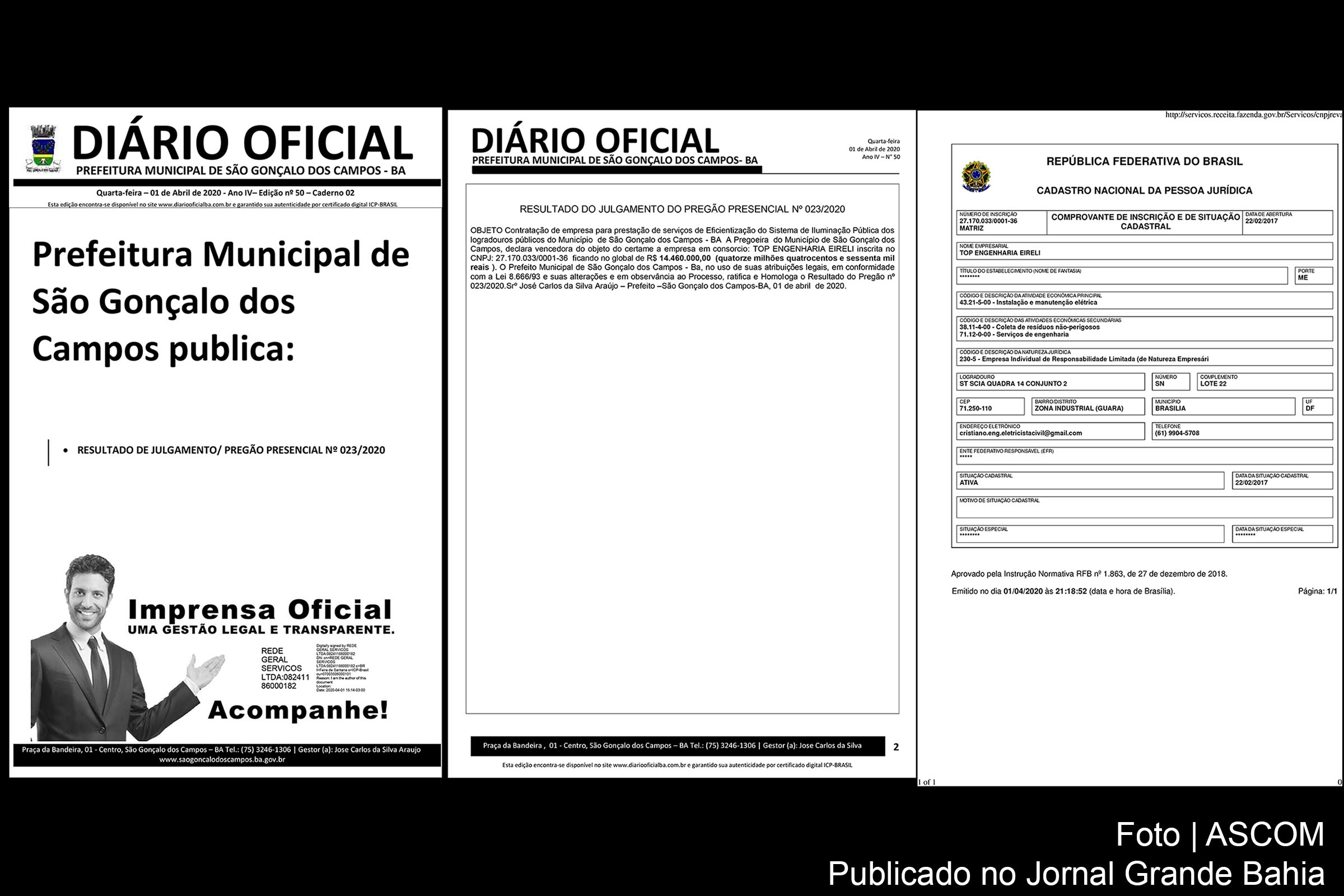 Fonte encaminha documentos e relata suspeita em licitação da Prefeitura de São Gonçalo dos Campos.