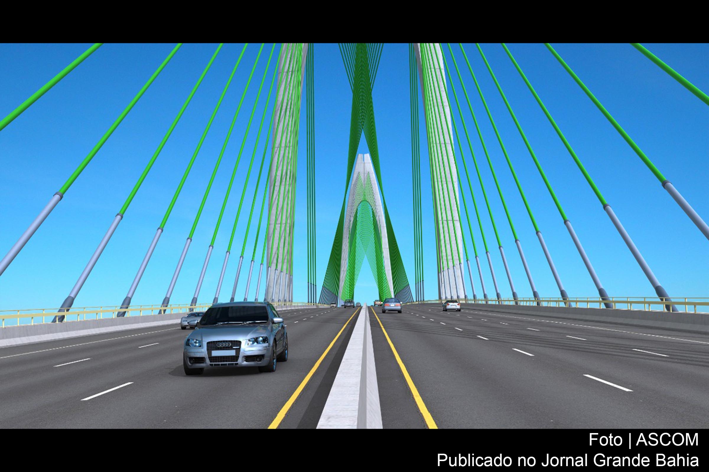 Ilustração do projeto da Ponte Salvador – Itaparica.