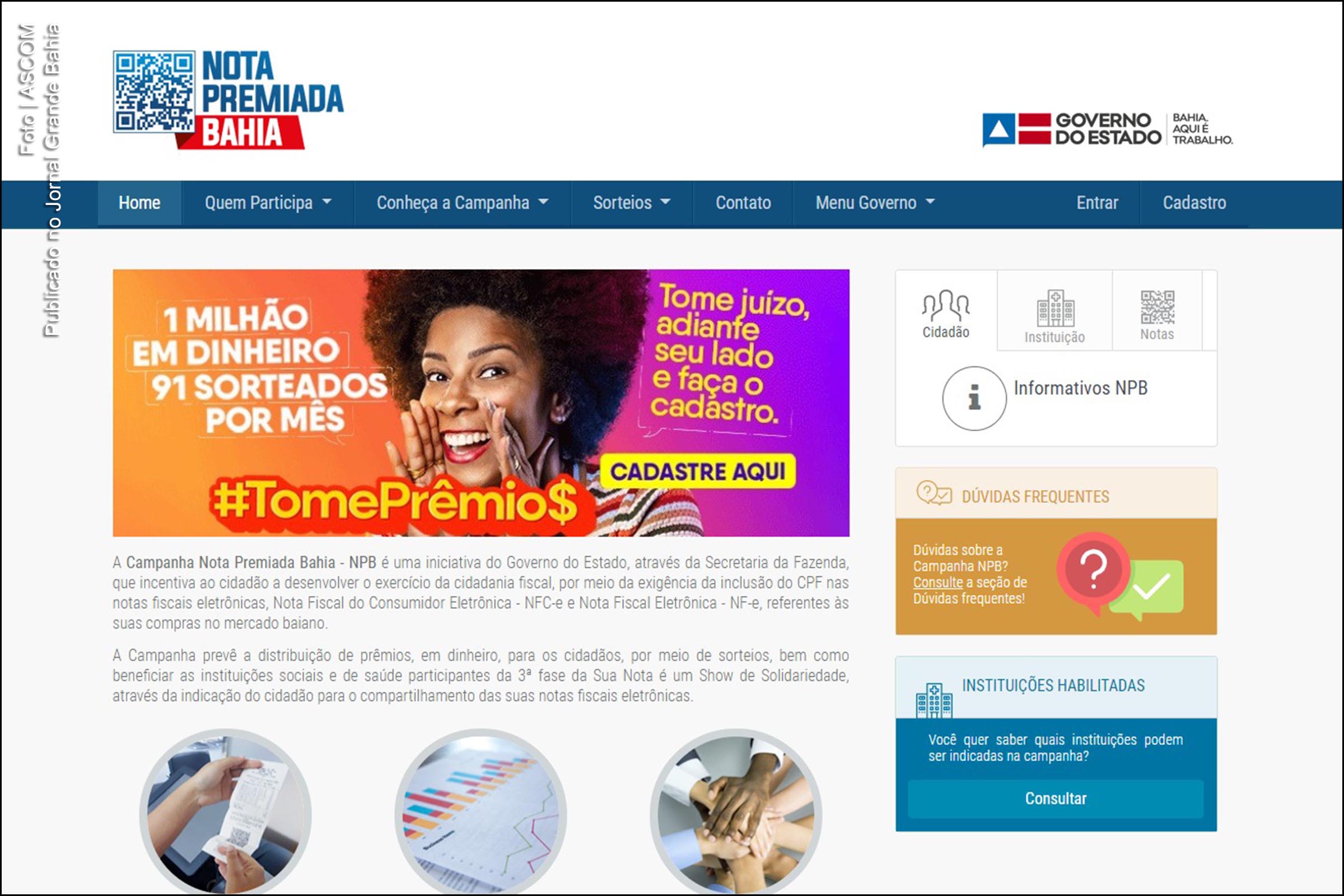 Programa ‘Nota Premiada Bahia’ é suspenso temporariamente.