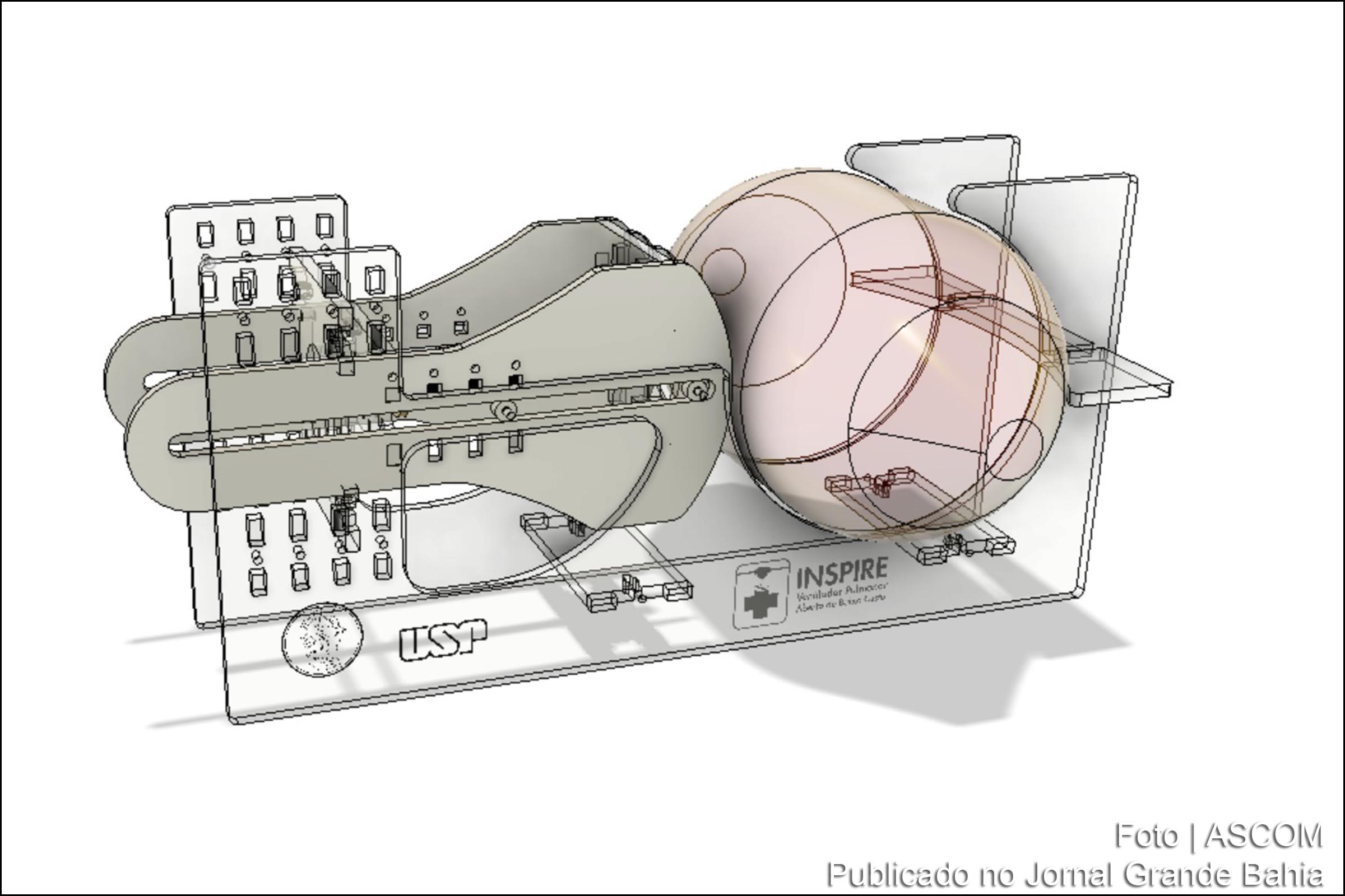 Protótipo de ventilador pulmonar desenvolvido por pesquisadores da USP é do tipo aberto, sem linhas de ar comprimido.
