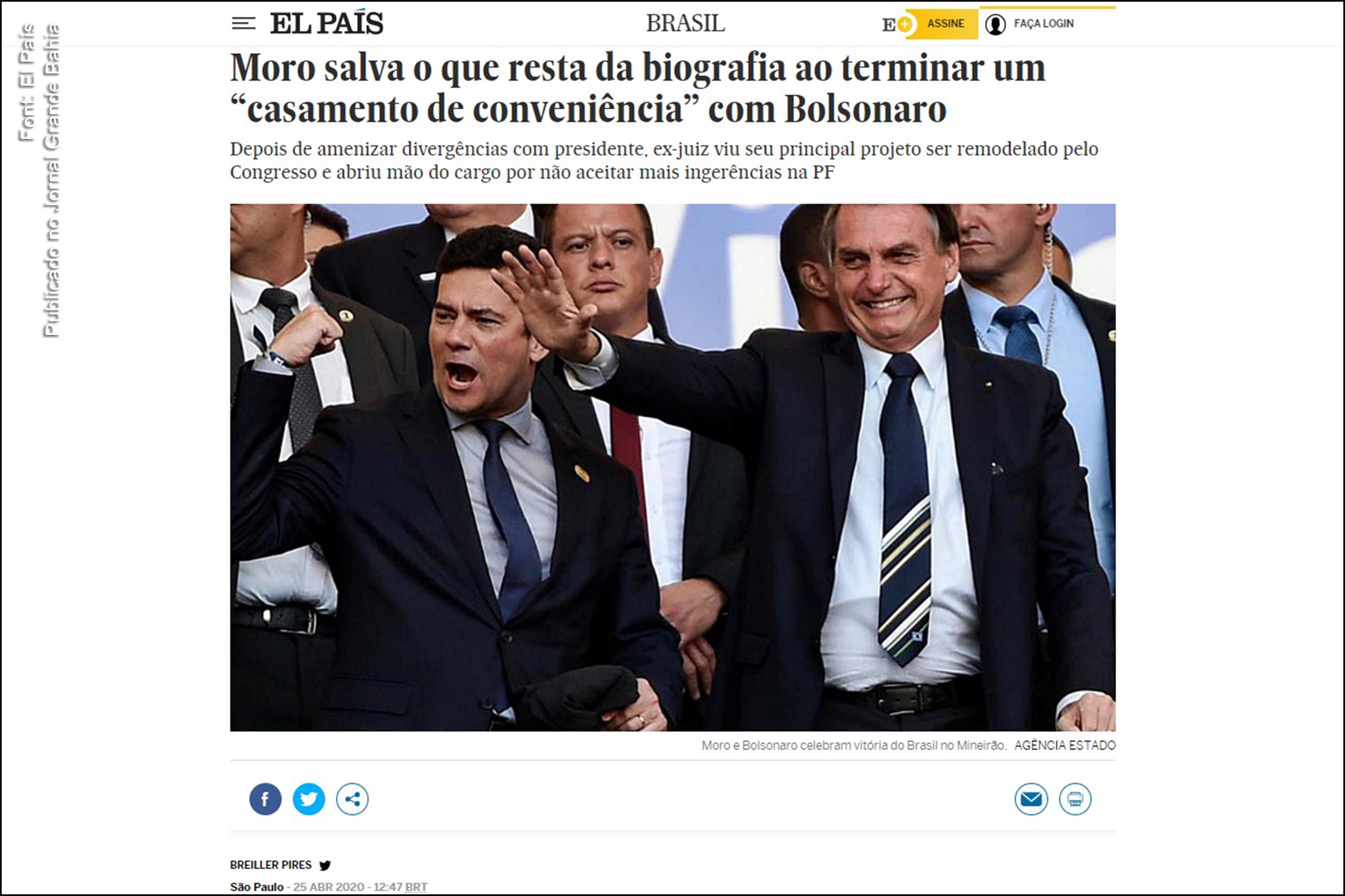 Ex-ministro Sérgio Moro salva o que resta da biografia ao terminar um “casamento de conveniência” com Jair Bolsonaro.