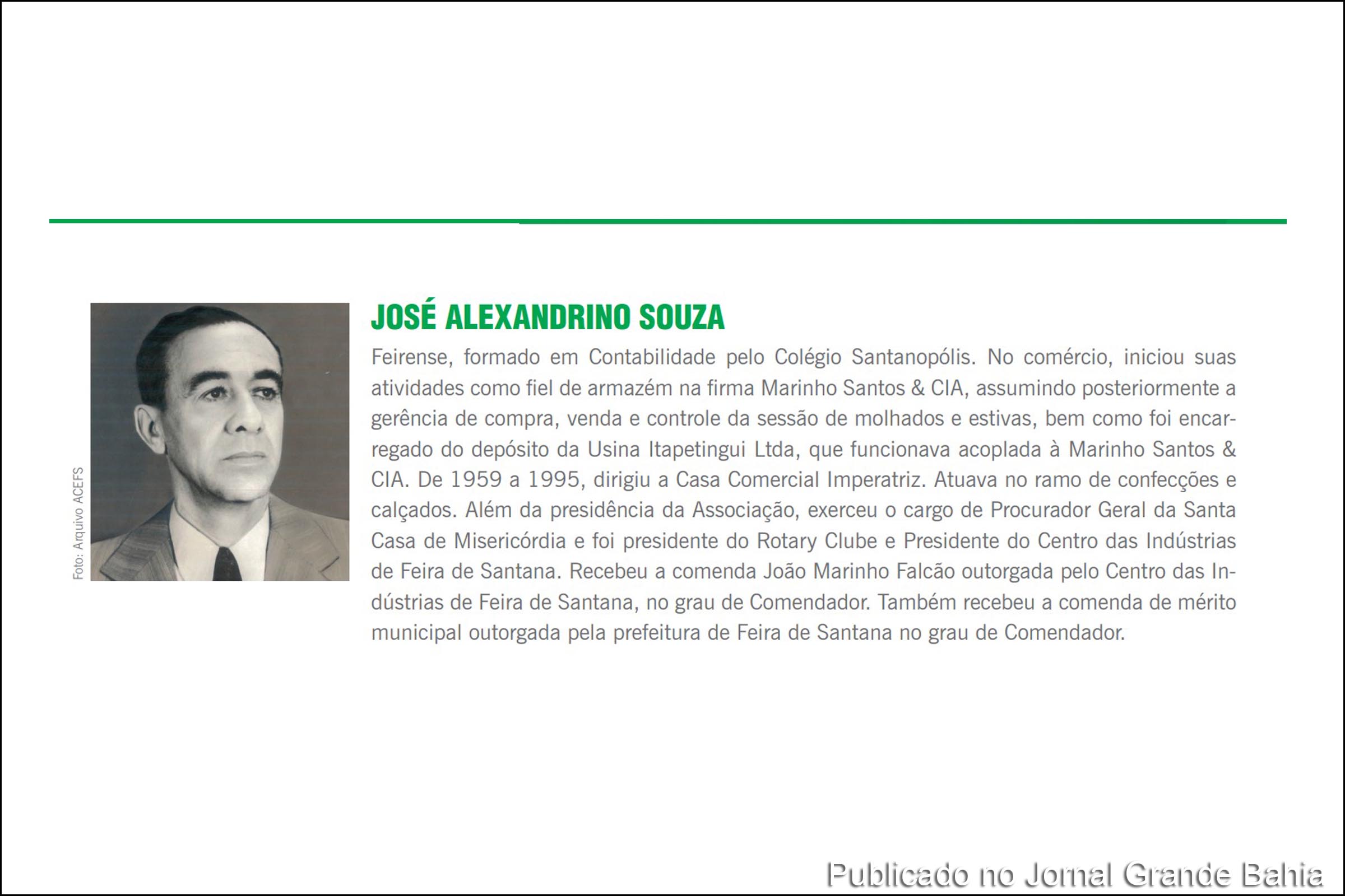 Síntese biográfica de José Alexandrino Souza.