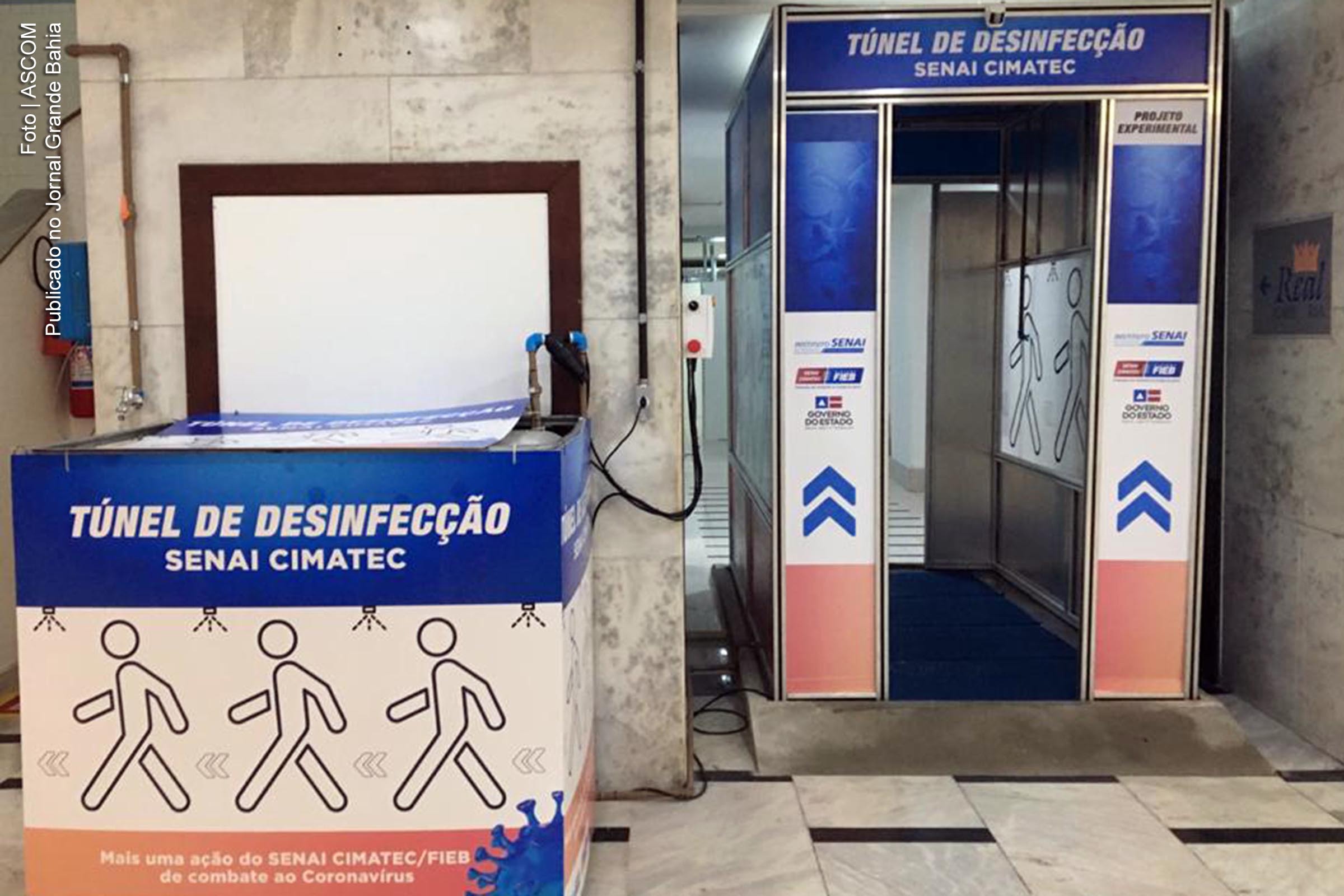 Túnel de desinfecção desenvolvido pelo Senai Cimatec amplia segurança na retirada de EPI.