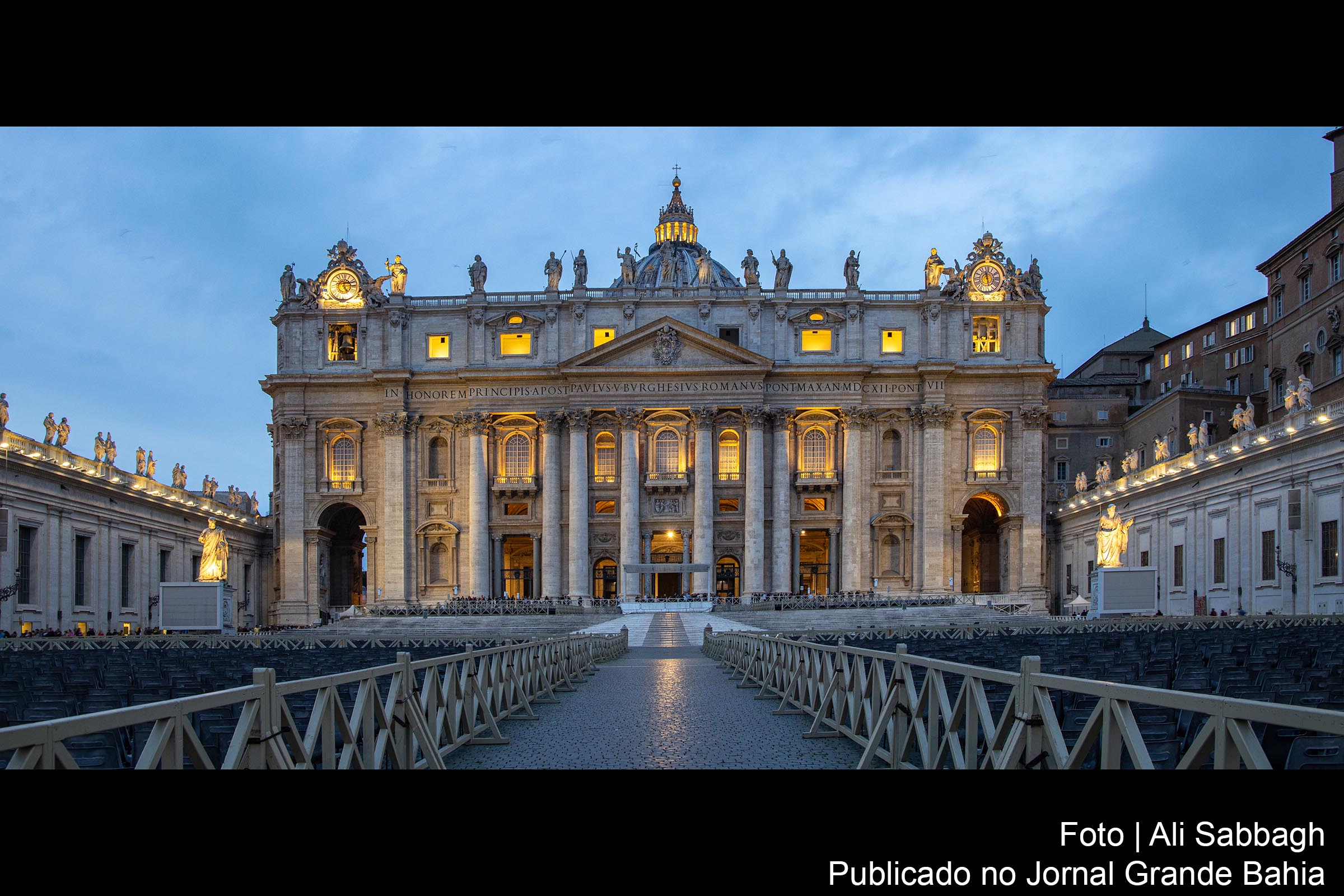 Vista da Basílica de São Pedro, cidade do Vaticano, Itália.