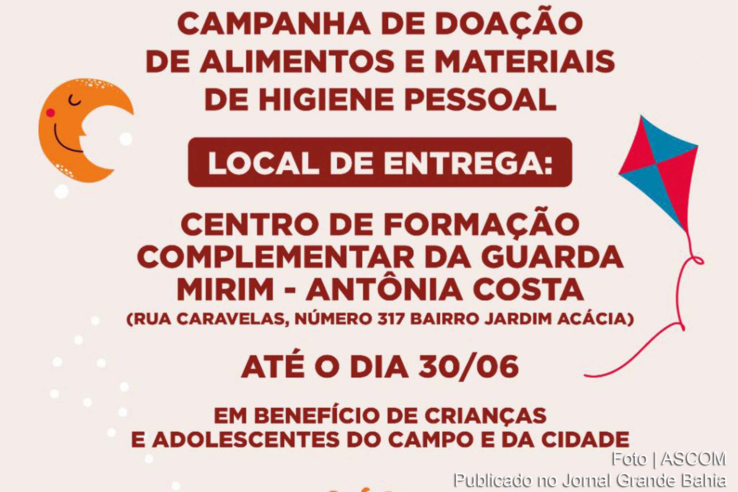 campanha de arrecadação de produtos alimentícios, de higiene pessoal e limpezaCartaz anuncia Campanha de doação de alimentos e materiais de higiene pessoal.
