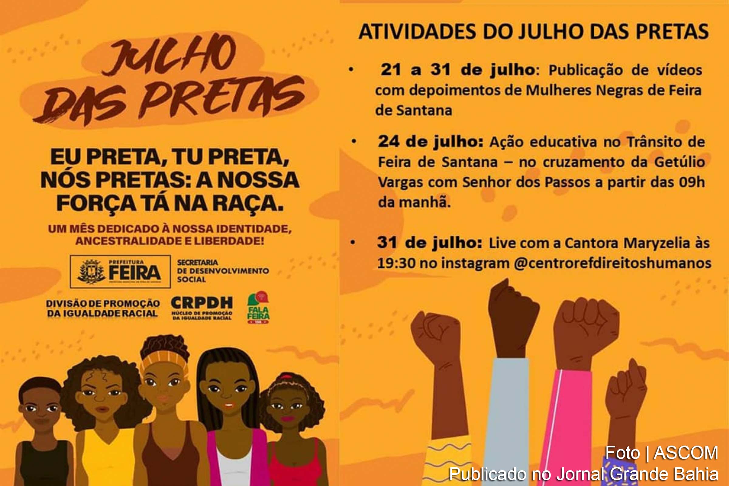Cartaz anuncia programação da edição 2020 do Julho das Pretas.