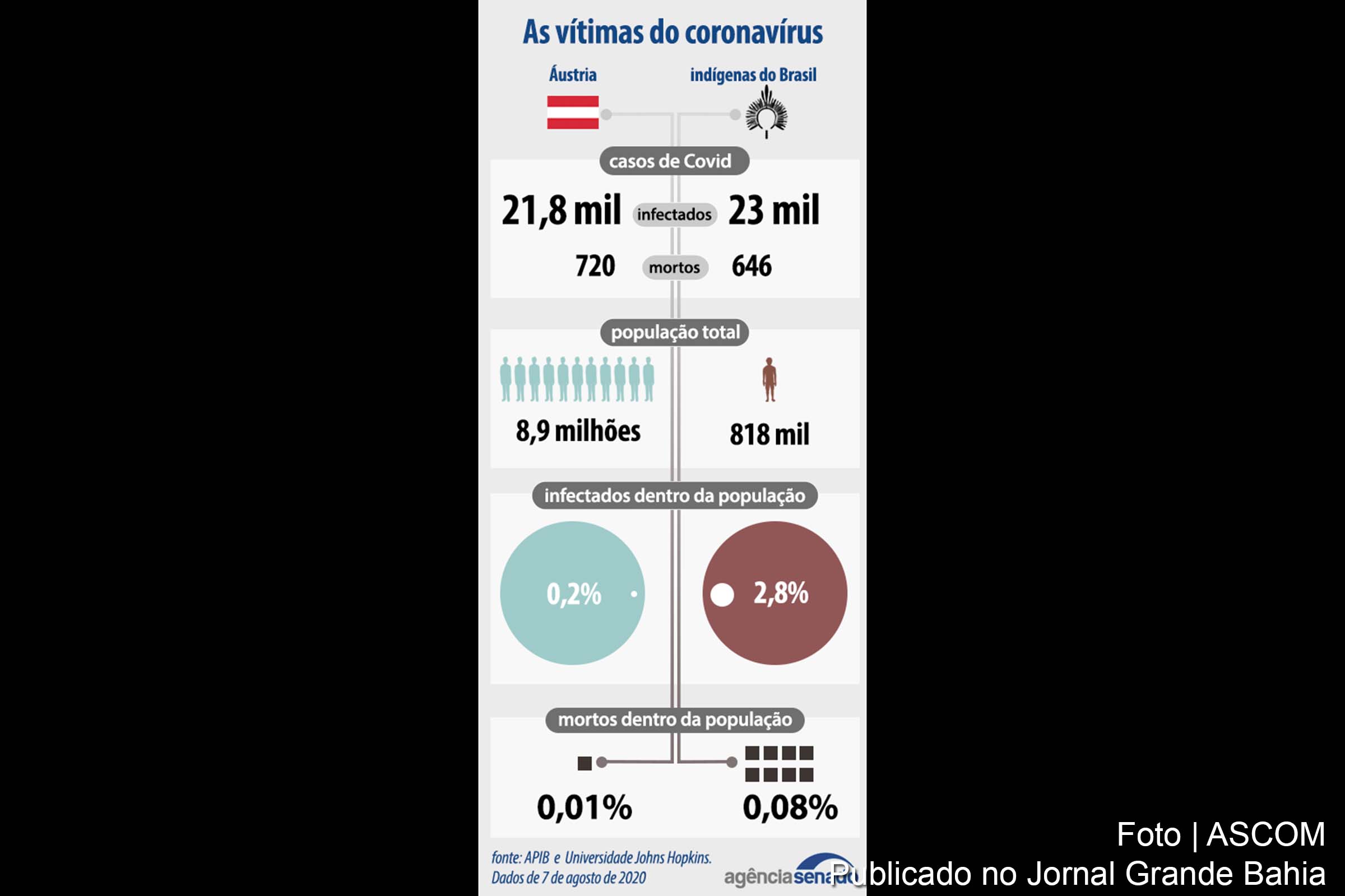 646 membros de tribos indígenas do Brasil foram vítimas da Covid-19, revelam dados do Senado Federal, desta quarta-feira (05/08/2020).