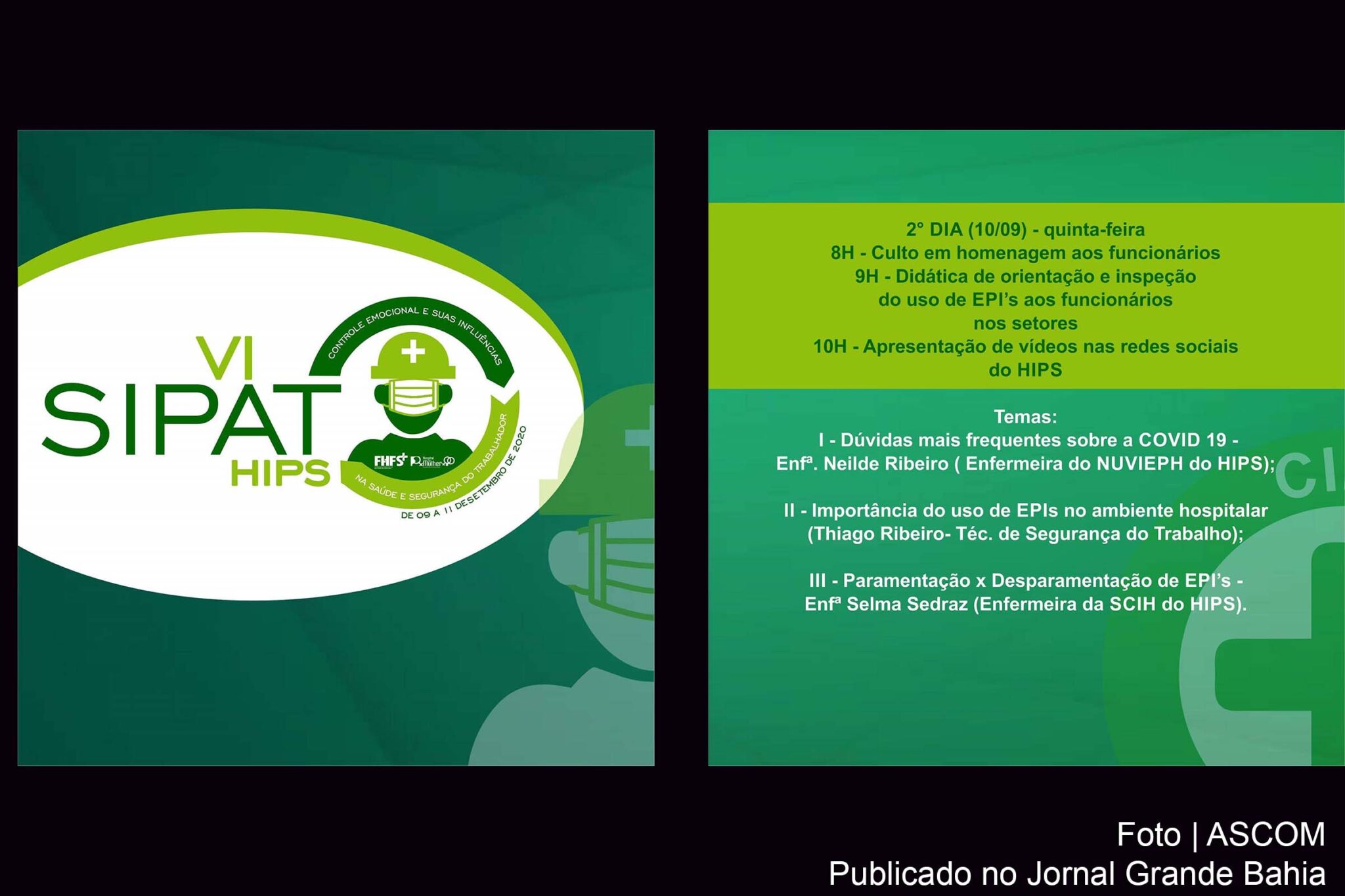 Cartaz anuncia programação da Semana de Prevenção de Acidentes do Hospital da Mulher.