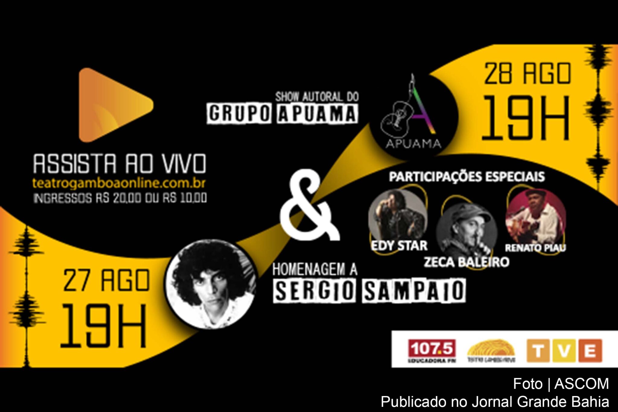 Cartaz anuncia show virtual do Grupo Apuama.