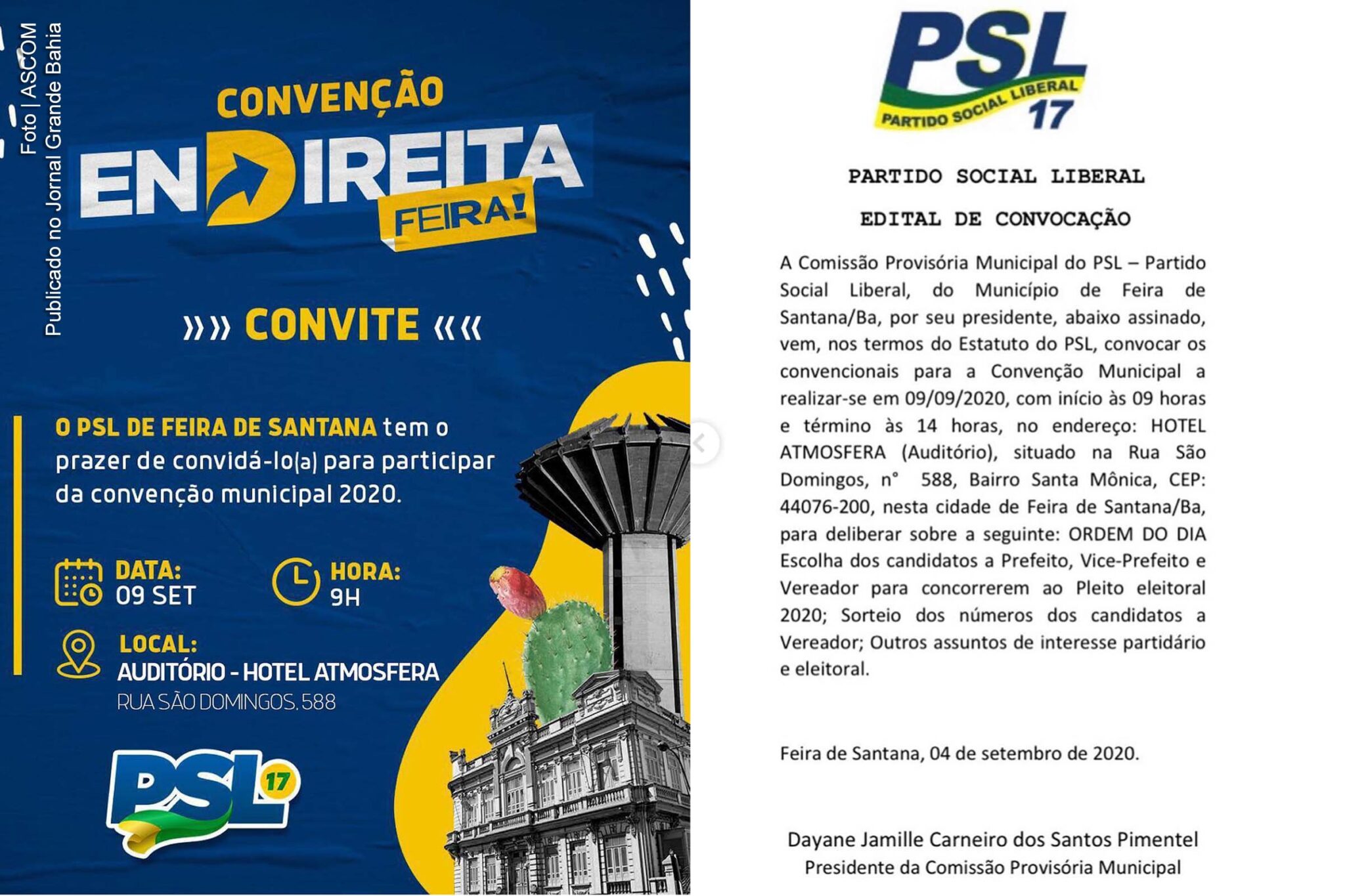 Candidatura da deputada Dayane Pimentel à prefeita de Feira de Santana será confirmada em Convenção do PSL.