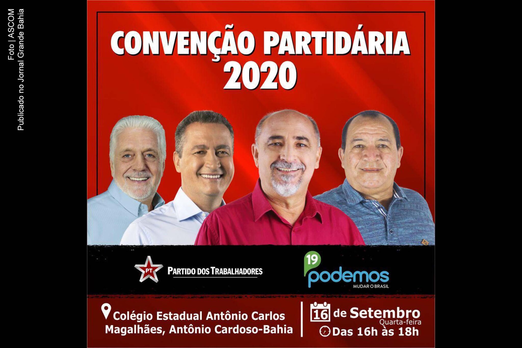Prefeito Antonio Mário Rodrigues de Sousa (Toinho Santiago do PT) tem candidatura à reeleição confirmada durante convenção suprapartidária.