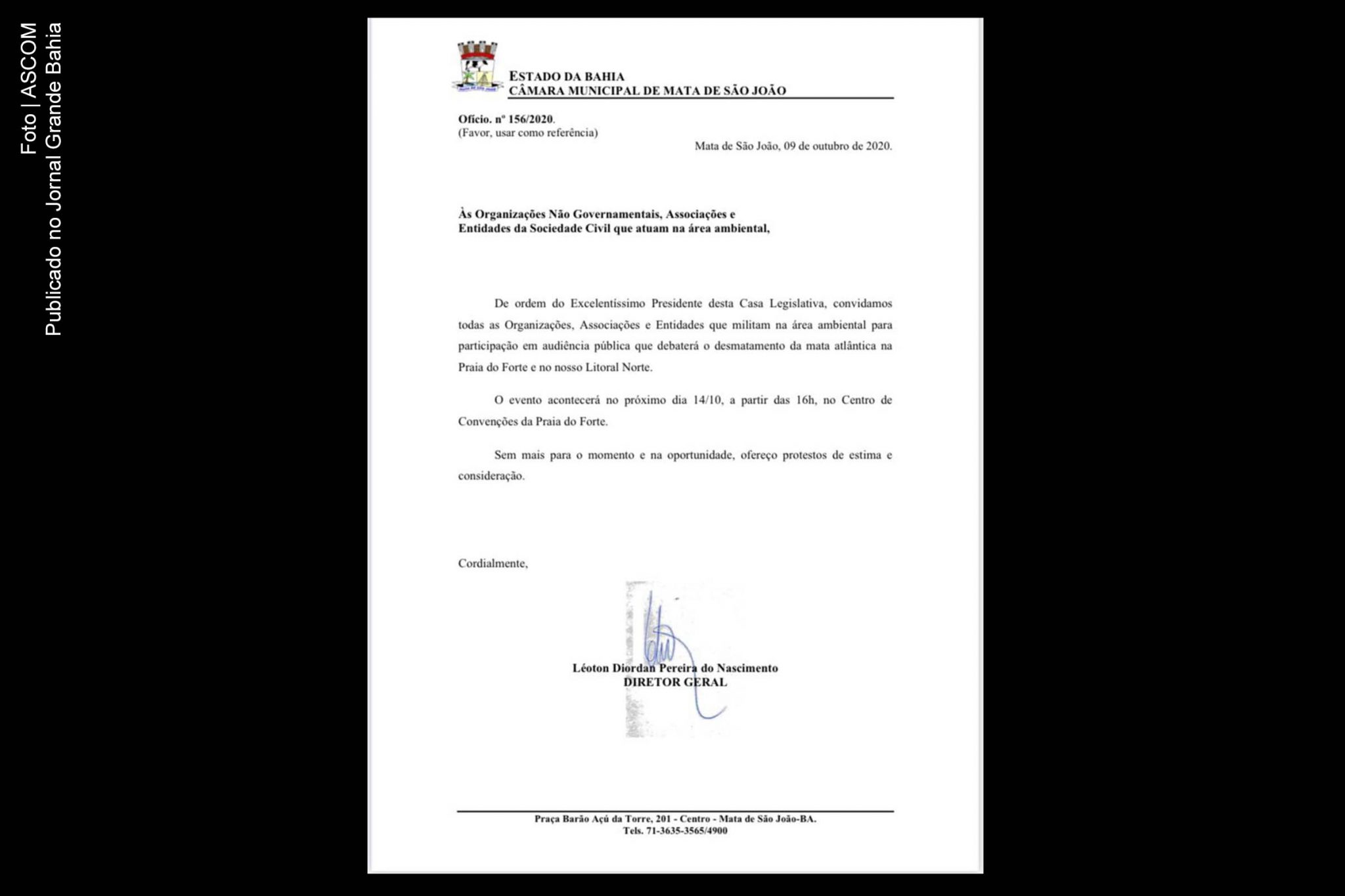 Câmara Municipal de Mata de São João promove audiência sobre indícios de crime ambiental em Praia do Forte.