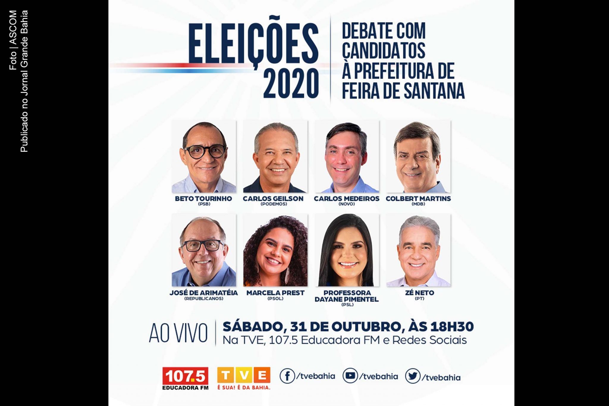 TVE e Educadora FM promovem debate entre candidatos à prefeito de Feira de Santana nas Eleições 2020