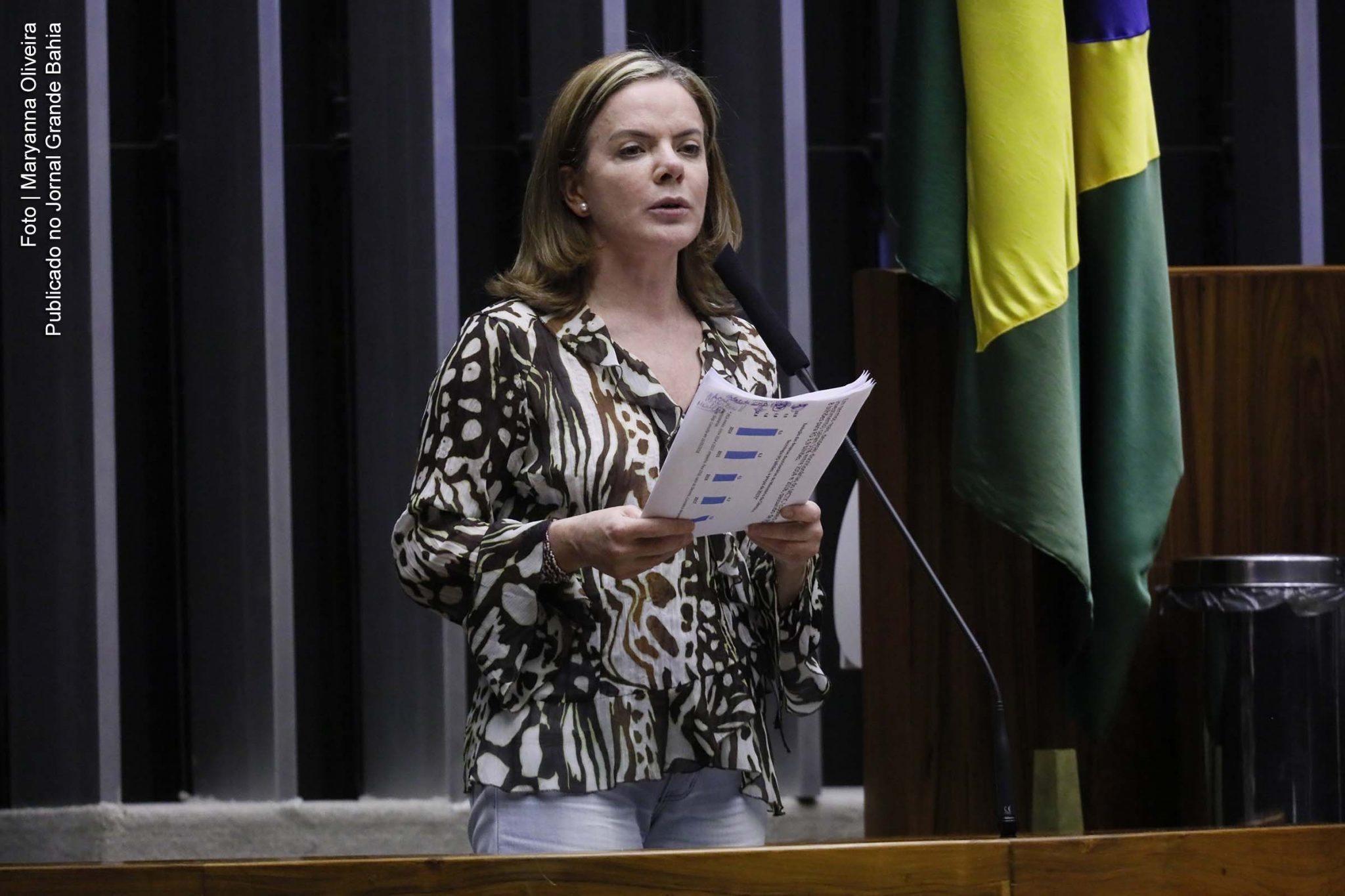 Deputada federal Gleisi Hoffmann , presidente nacional do PT.