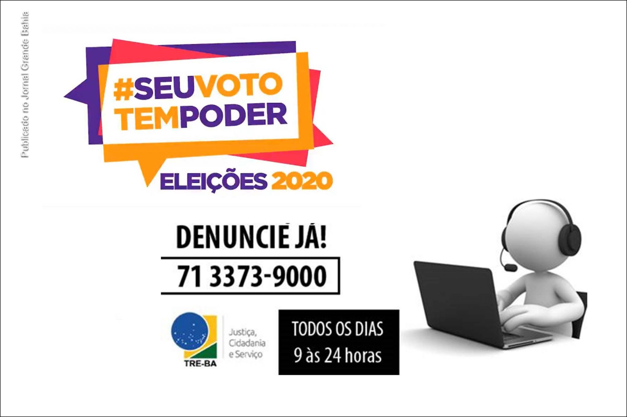 Serviço  Disque-Aglomeração do TRE Bahia funciona todos os dias, das 9h às 24h, por meio do número (71) 3373-9000, para as eleições de 2020.