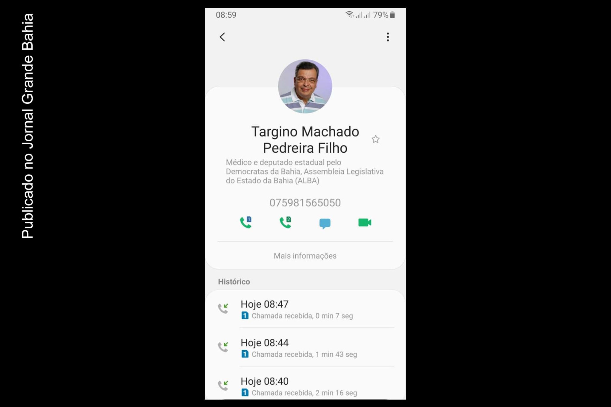 Ex-deputado Targino Machado, condenado pela Justiça Eleitoral, em ligação telefônica, usa tom ameaçador contra jornalista do JGB.