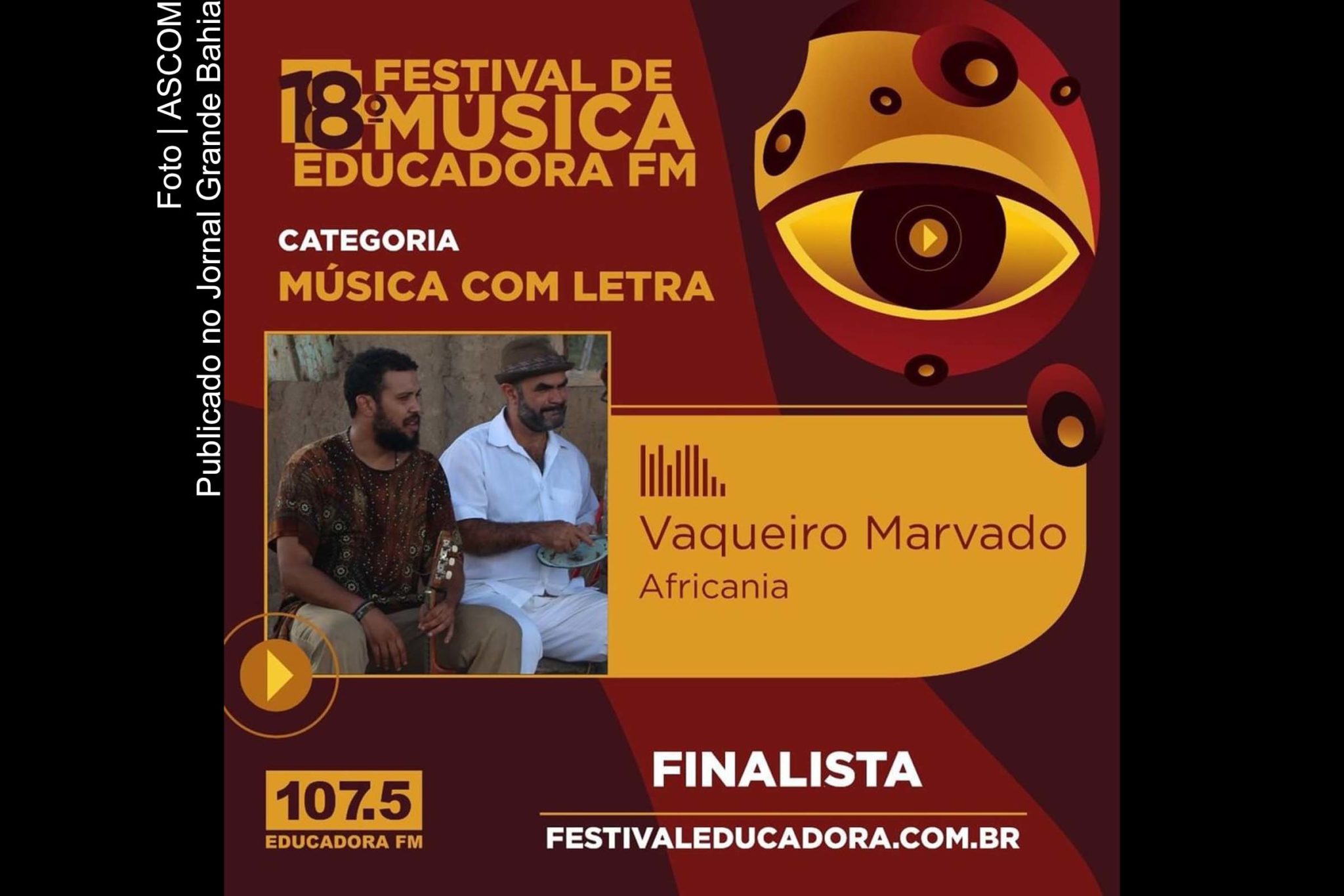 Cartaz anuncia grupo africania como finalista do 18º Festival da Música Educadora FM.