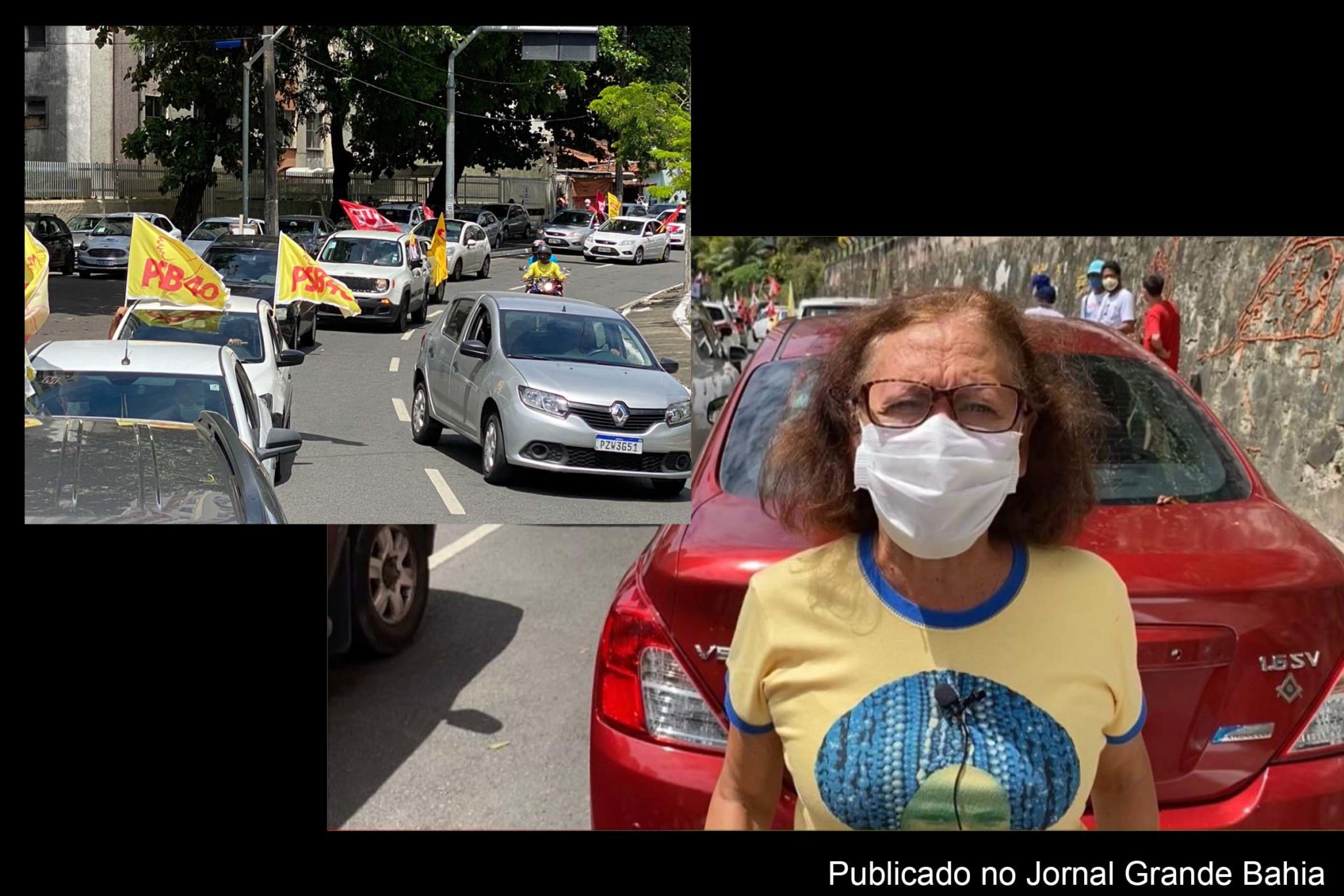 Deputada Lídice da Mata participa de carreata em defesa pelo impeachment do extremista Jair Bolsonaro.