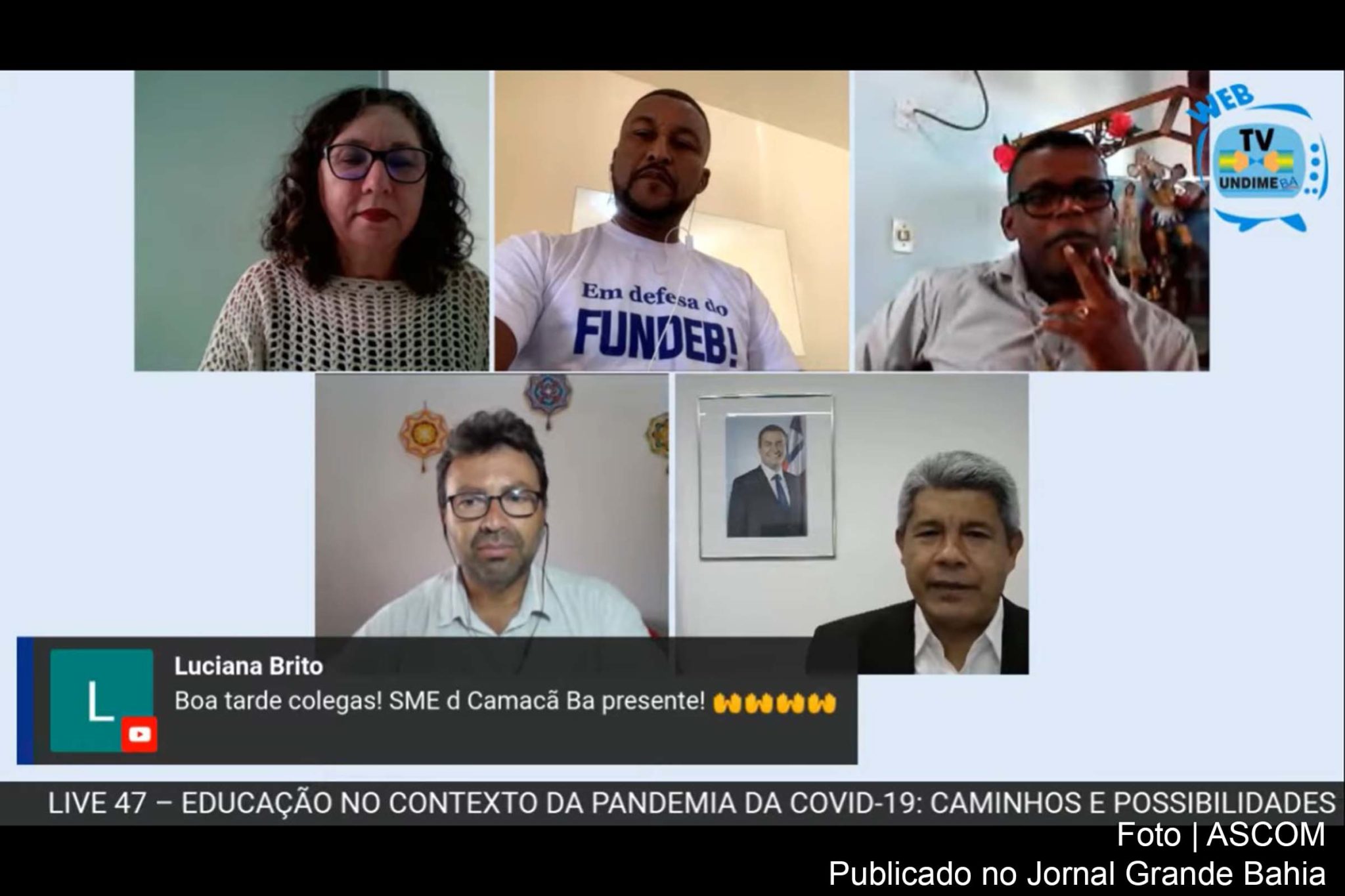Live 'Educação no contexto da pandemia da Covid-19 caminhos e possibilidades'.