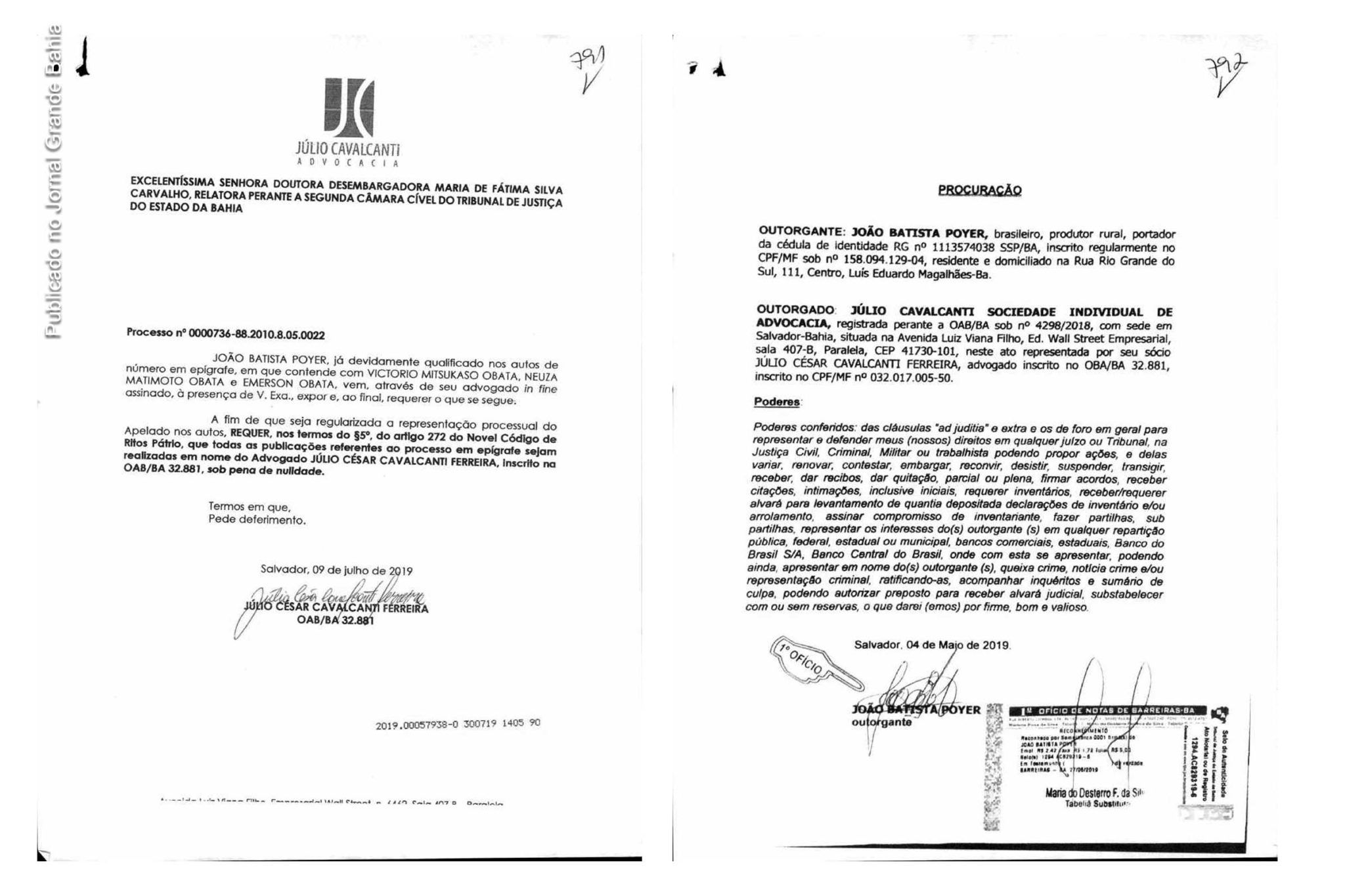 Exclusivo: A participação do mafioso Júlio César no esquema do TJBA que resultou na violação dos direitos patrimoniais de Victorio Obata sobre a Fazenda Pingo de Ouro e na conexão com o Caso Faroeste