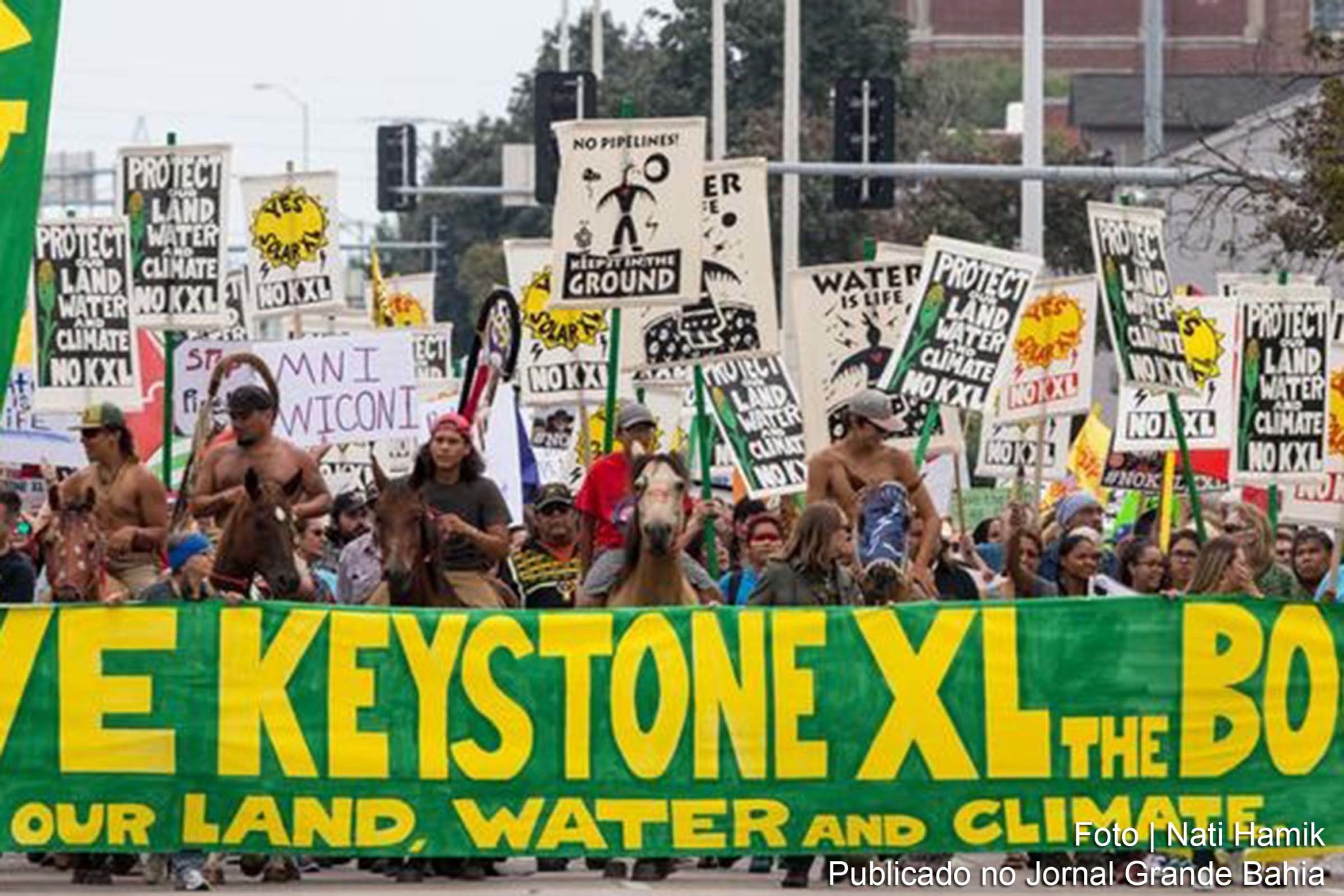 Protesto em 2017 no Nebraska contra a construção do oleoduto.