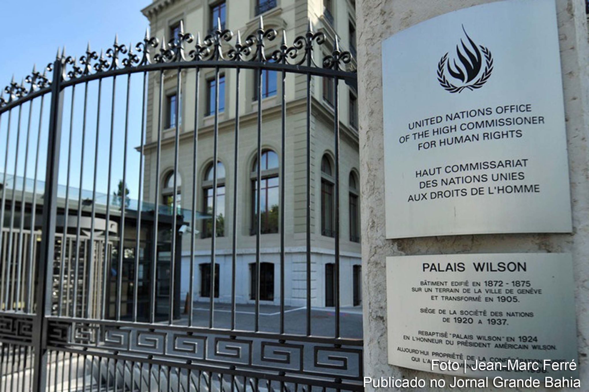 Sede do Escritório do Alto Comissariado das Nações Unidas para os Direitos Humanos, em Genebra, na Suíça. Em comunicado conjunto, nove especialistas em direitos humanos pediram ao próximo governo dos Estados Unidos que acabe com o presídio e disse que os detidos no local correm risco de morte devido à deterioração da saúde e as condições desumanas de detenção.