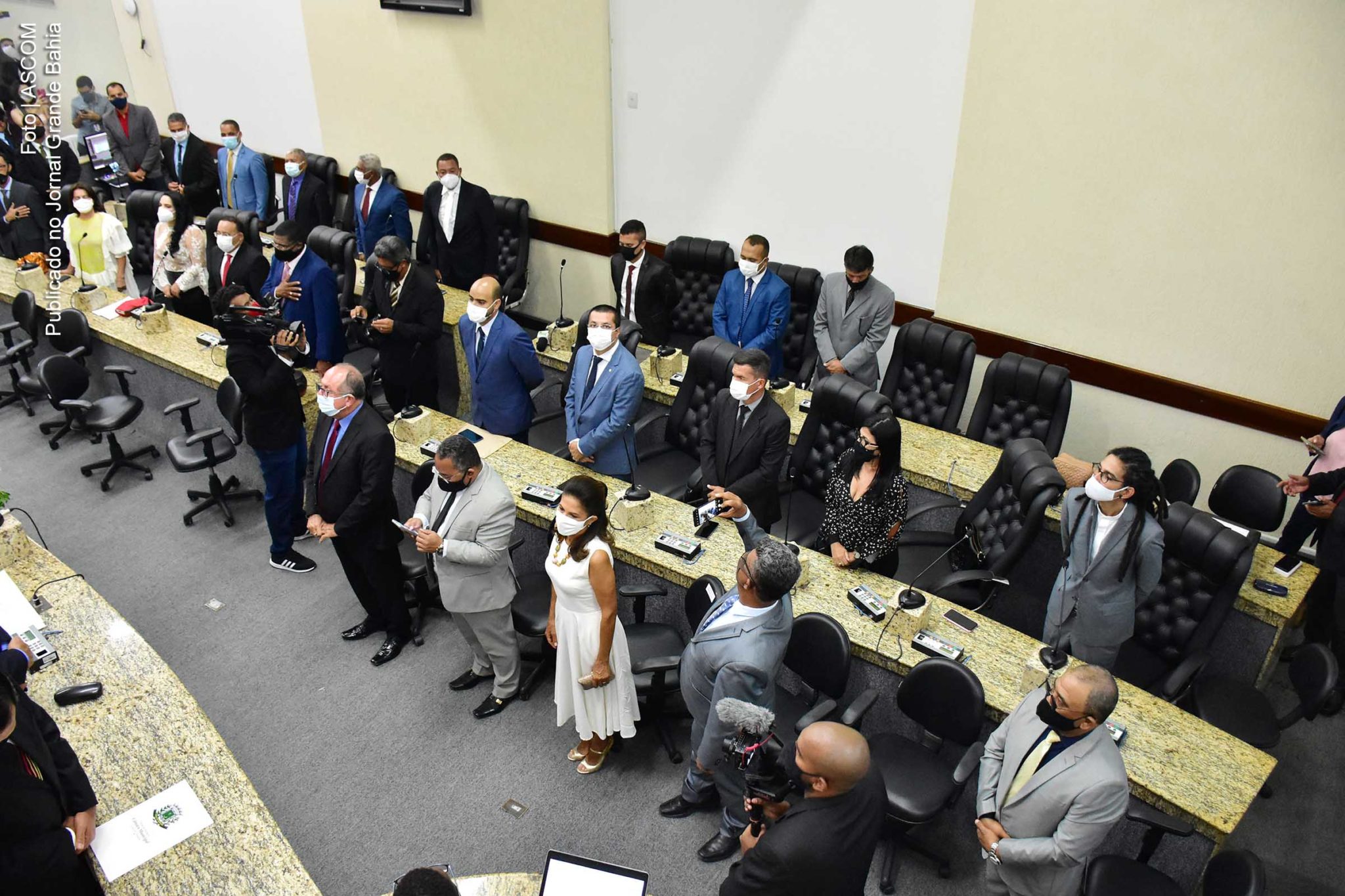 Vereadores de Feira de Santana durante ato de posse ocorrido em 1º de janeiro de 2021.