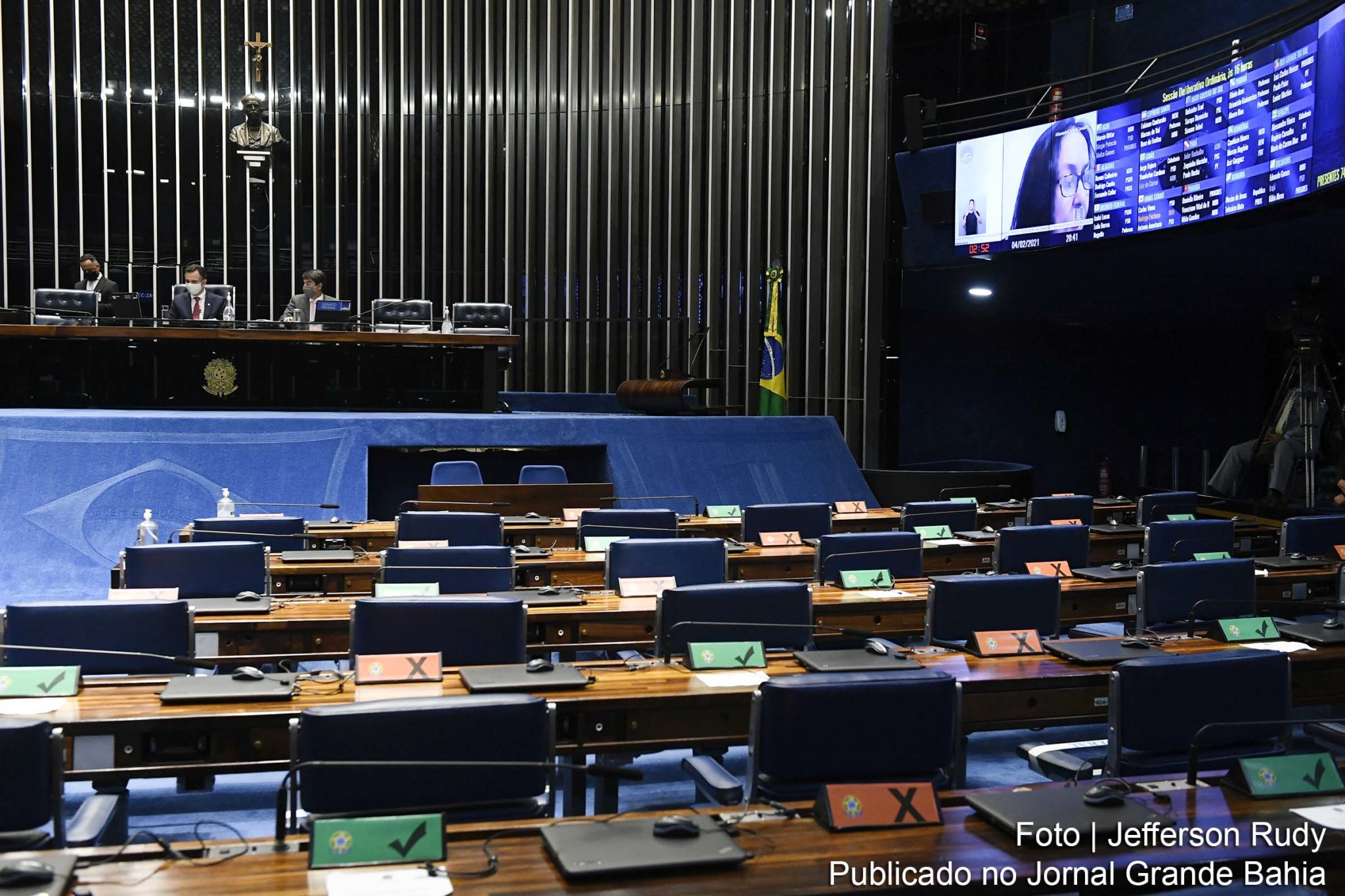 Plenário do Senado Federal durante sessão deliberativa ordinária semipresencial desta quinta-feira (04/02/2021).
