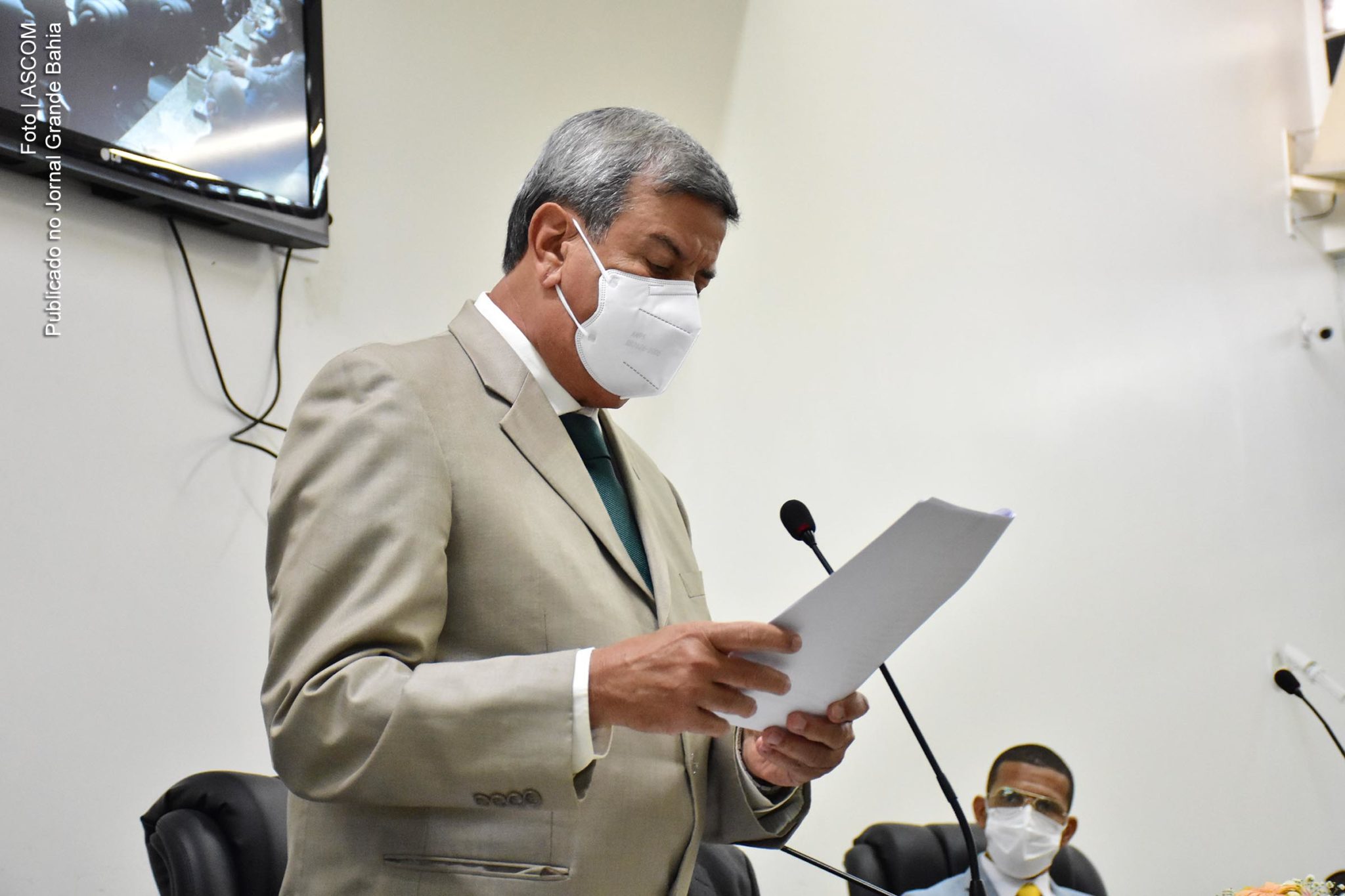 Prefeito Colbert Martins Filho (MDB) durante ato de posse como prefeito de Feira de Santana, em 1º de janeiro de 2021.