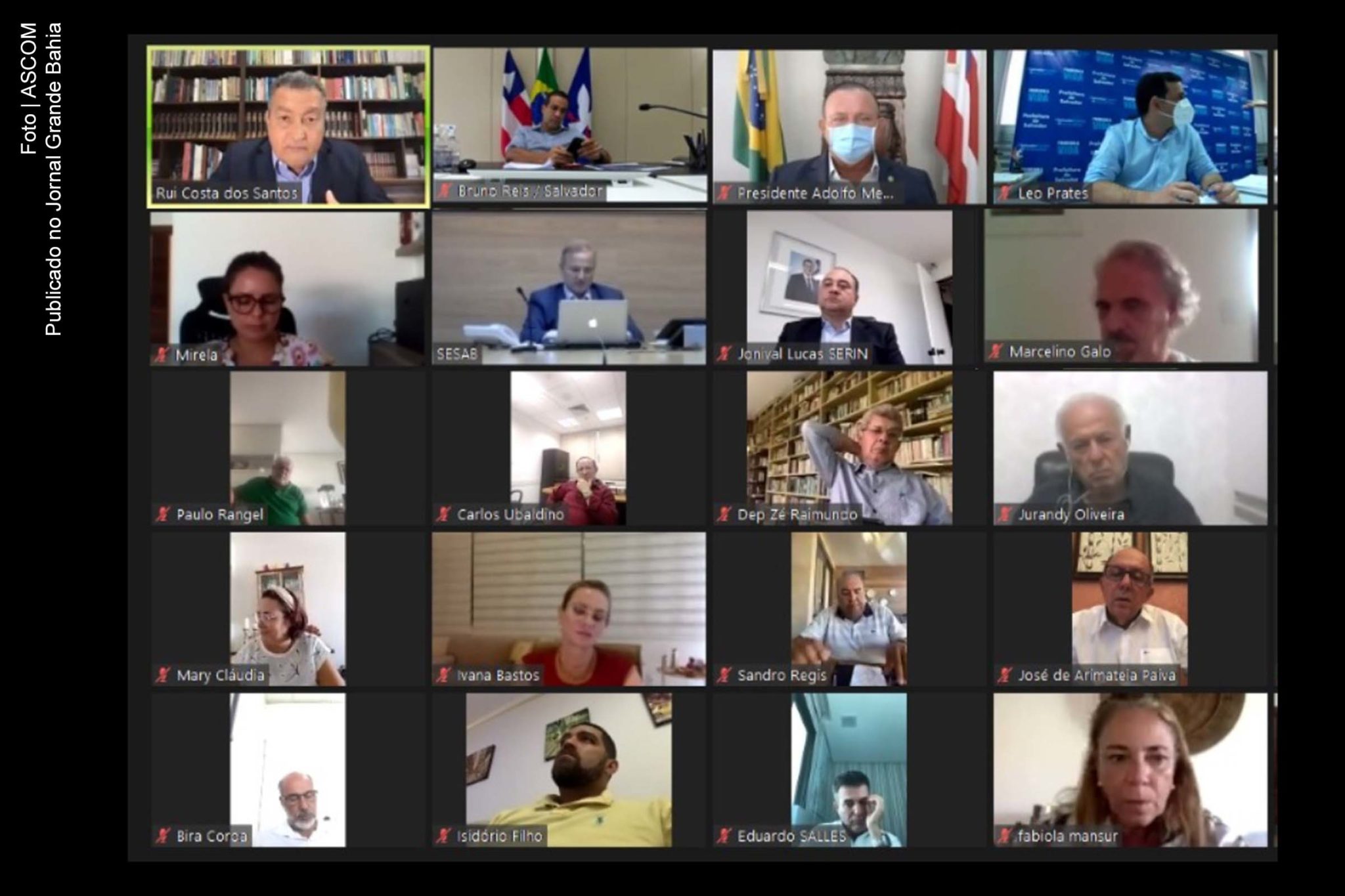 Deputados estaduais debatem com governador Rui Costa medidas de enfrentamento à Covid-19.