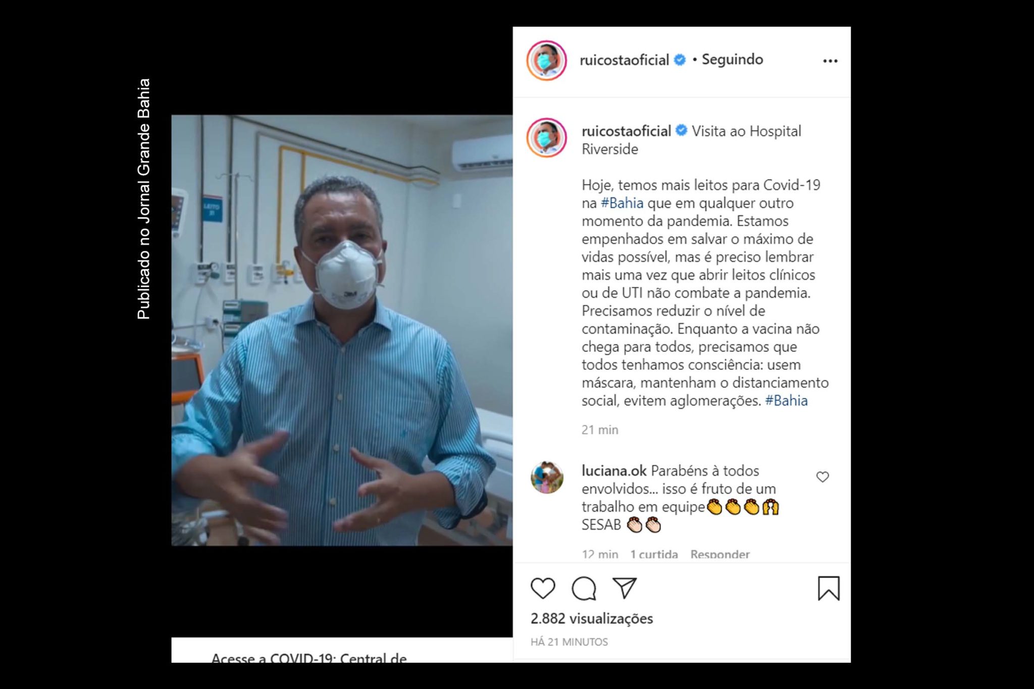 Governador Rui Costa inspeciona Hospital Riverside, que inicia operação com 96 novos leitos para Covid-19; Unidade é sediada em Lauro de Freitas